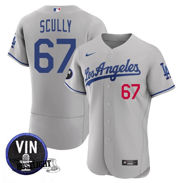 Men’s Los Angeles Dodgers Vin Scully Tribute Flex Base Jersey – All Stitched