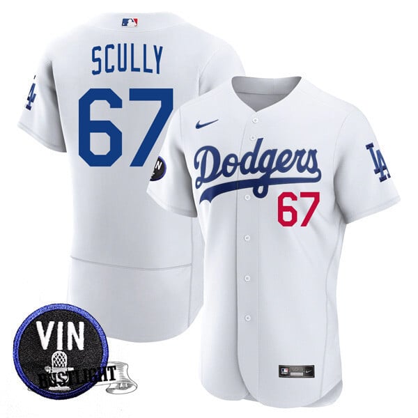 Men’s Los Angeles Dodgers Vin Scully Tribute Flex Base Jersey – All Stitched