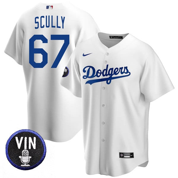 Men’s Los Angeles Dodgers Vin Scully Tribute Cool Base Jersey – All Stitched