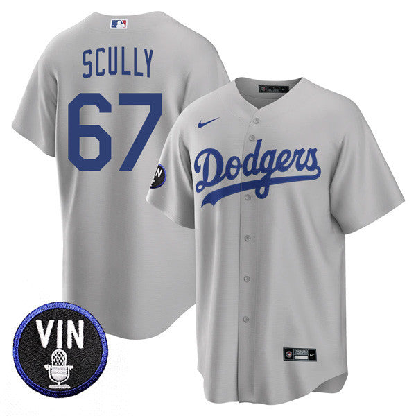 Men’s Los Angeles Dodgers Vin Scully Tribute Cool Base Jersey – All Stitched