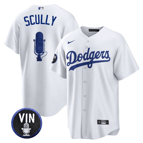 Los Angeles Dodgers Vin Scully Patch Jersey - All Stitched