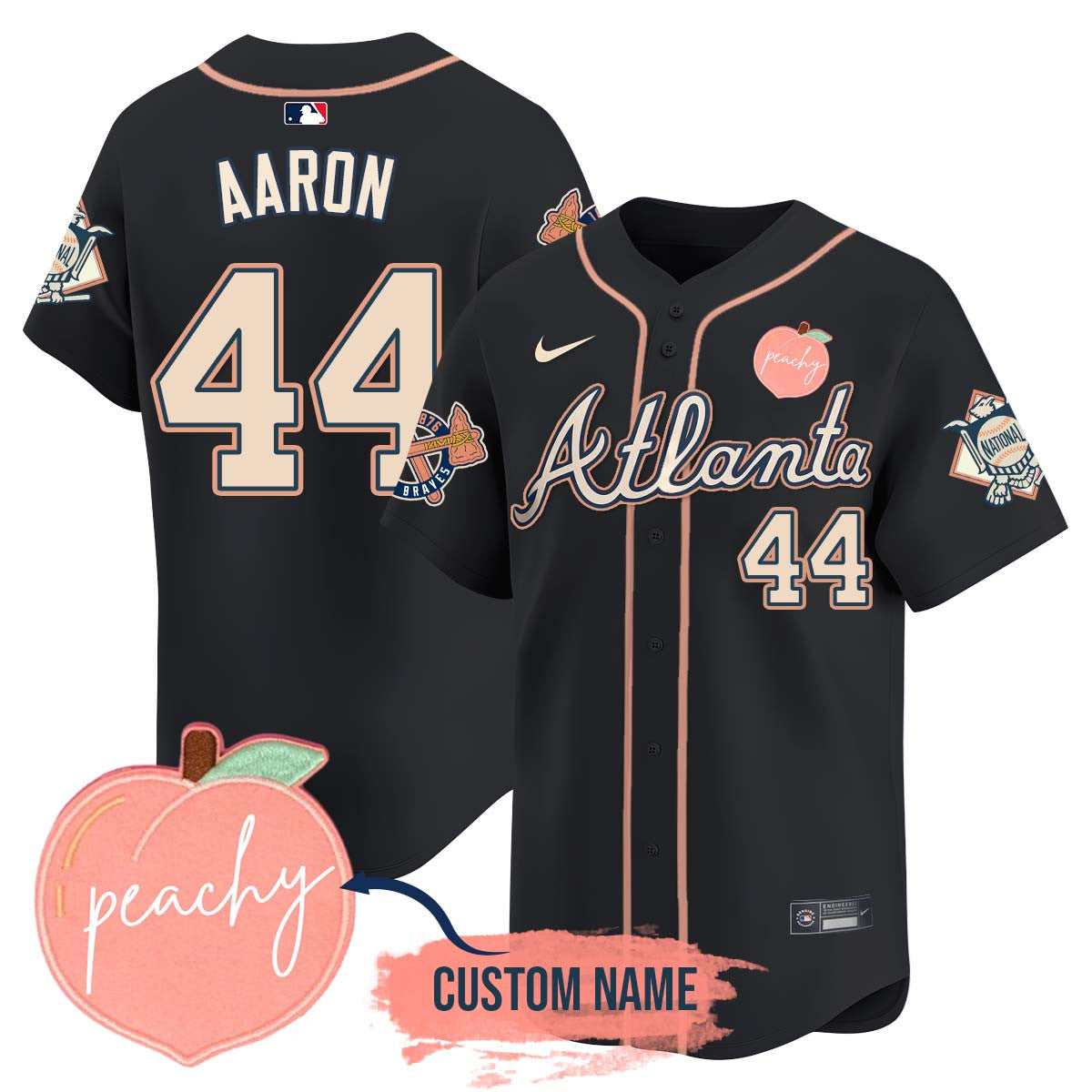 Men's Personalized Braves 2024 "Peach Fuzz" Jersey - All Stitched