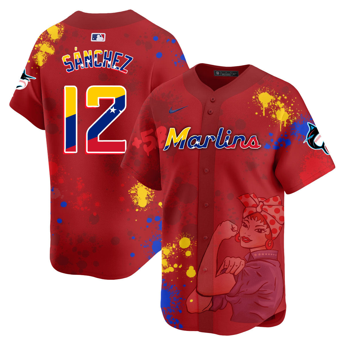 Men's Miami Marlins 2024 Venezuelan Heritage Jersey - All Stitched