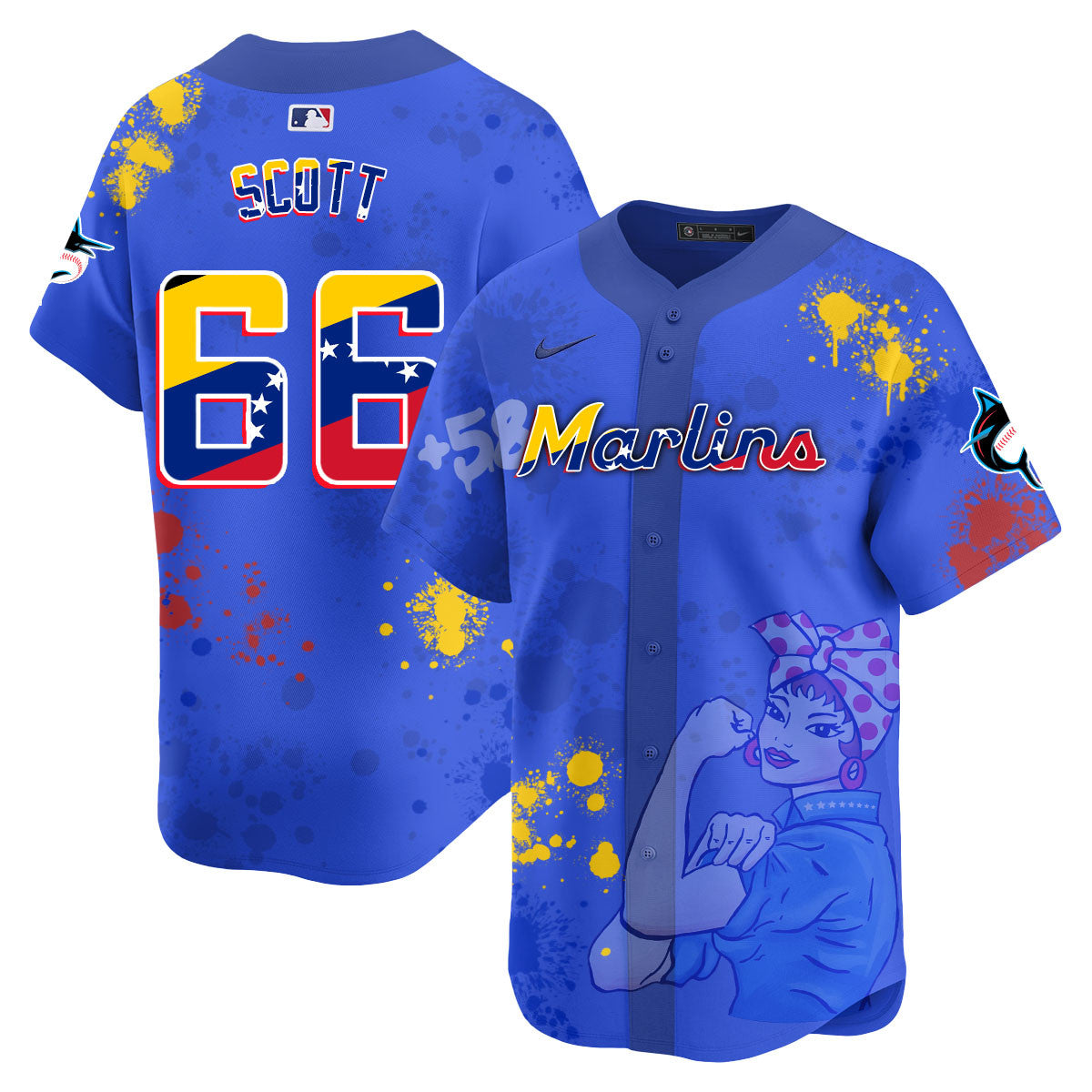 Men's Miami Marlins 2024 Venezuelan Heritage Jersey - All Stitched