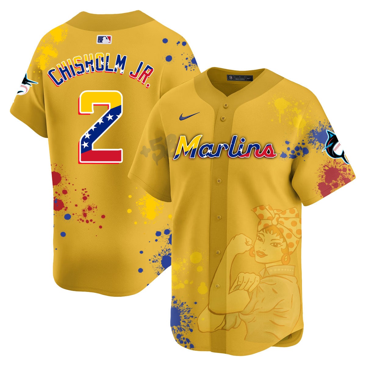 Men's Miami Marlins 2024 Venezuelan Heritage Jersey - All Stitched