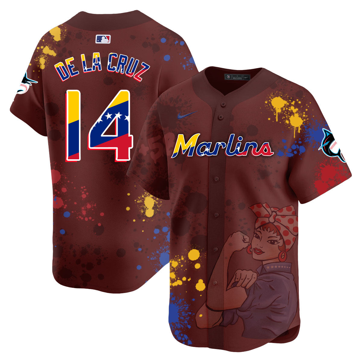 Men's Miami Marlins 2024 Venezuelan Heritage Jersey - All Stitched