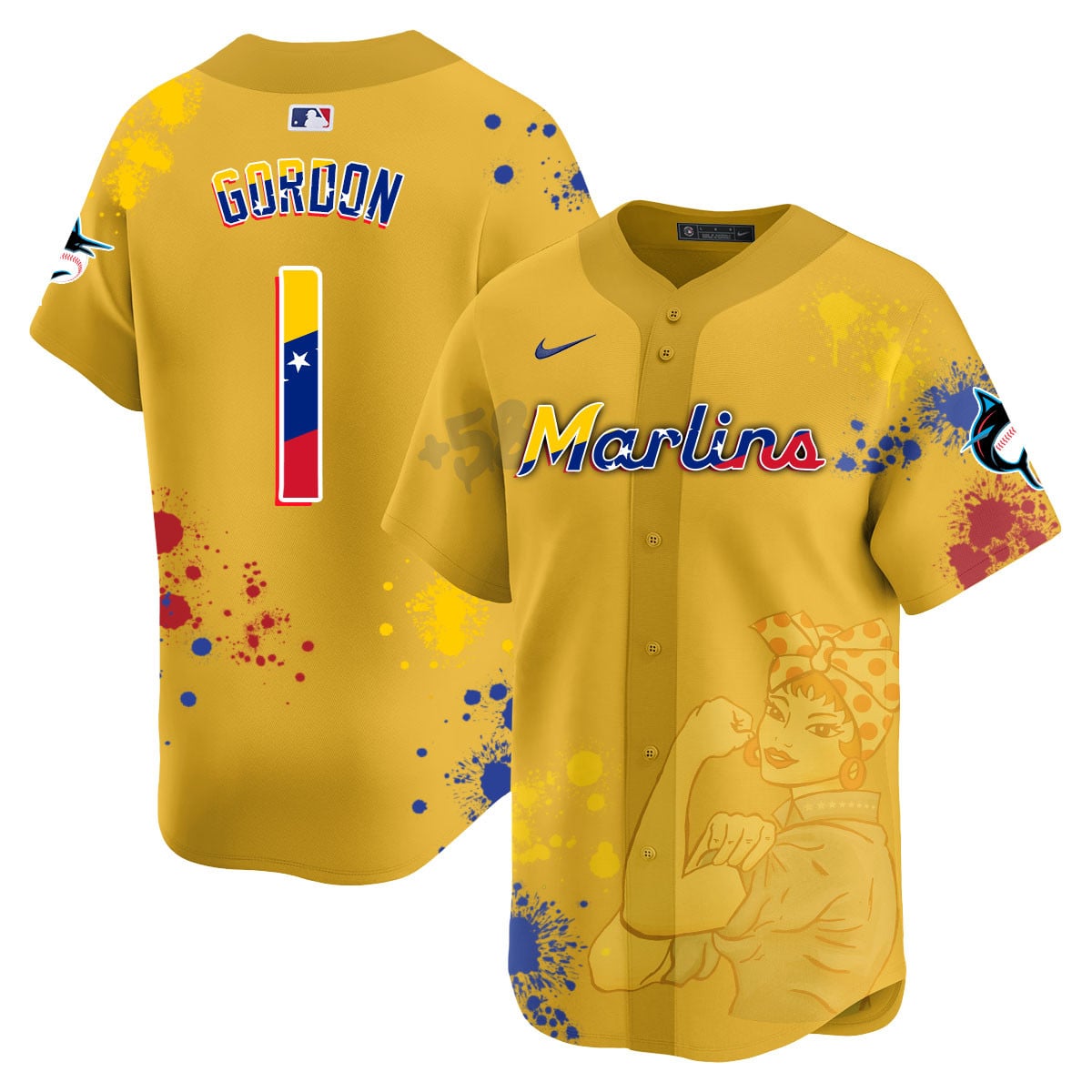 Men's Miami Marlins 2024 Venezuelan Heritage Jersey - All Stitched