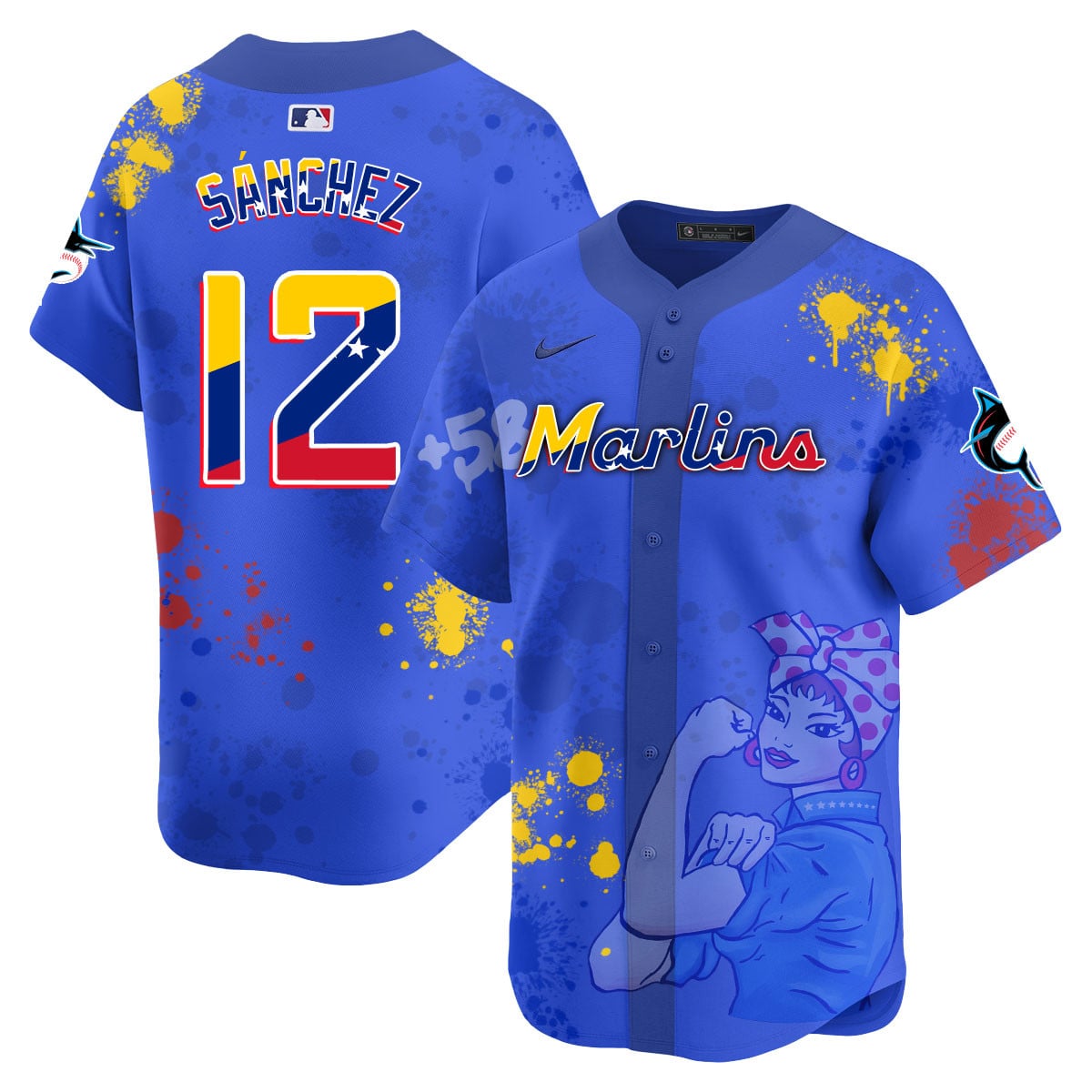 Men's Miami Marlins 2024 Venezuelan Heritage Jersey - All Stitched