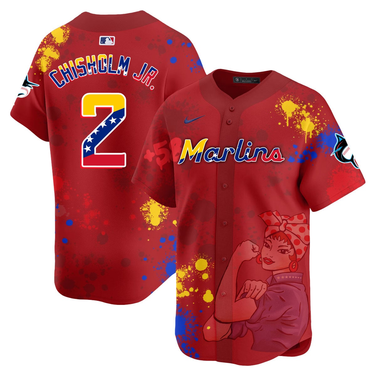 Men's Miami Marlins 2024 Venezuelan Heritage Jersey - All Stitched