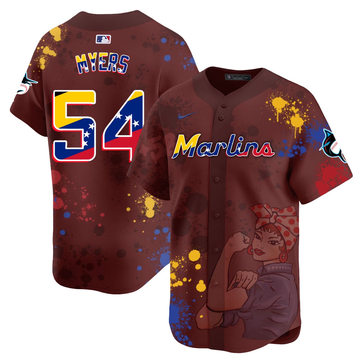 Men's Miami Marlins 2024 Venezuelan Heritage Jersey - All Stitched