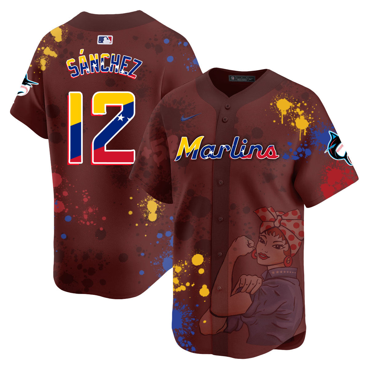 Men's Miami Marlins 2024 Venezuelan Heritage Jersey - All Stitched