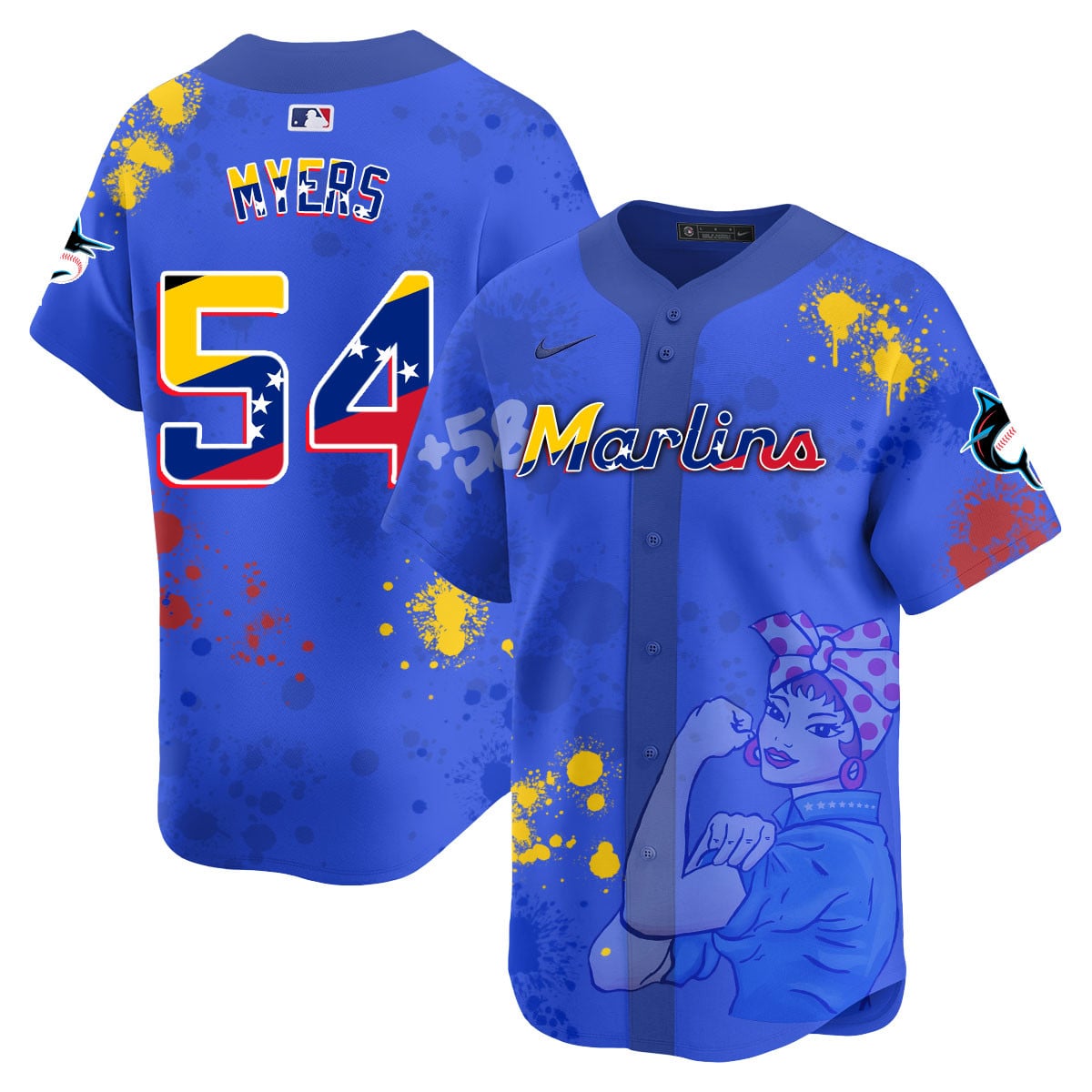 Men's Miami Marlins 2024 Venezuelan Heritage Jersey - All Stitched