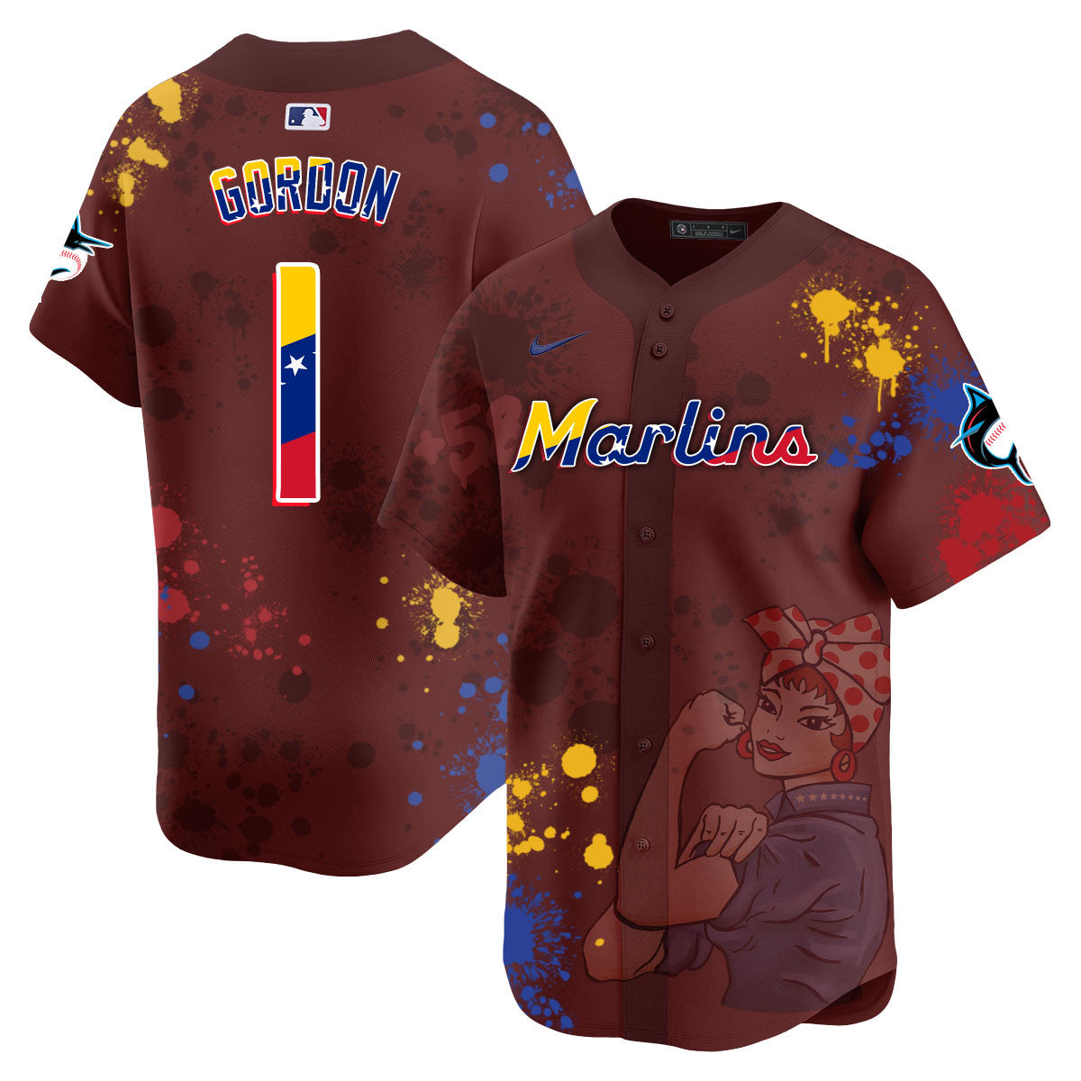 Men's Miami Marlins 2024 Venezuelan Heritage Jersey - All Stitched