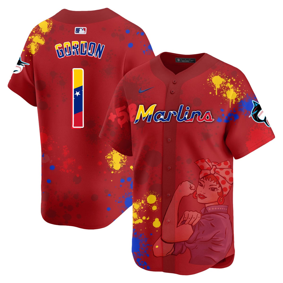 Men's Miami Marlins 2024 Venezuelan Heritage Jersey - All Stitched