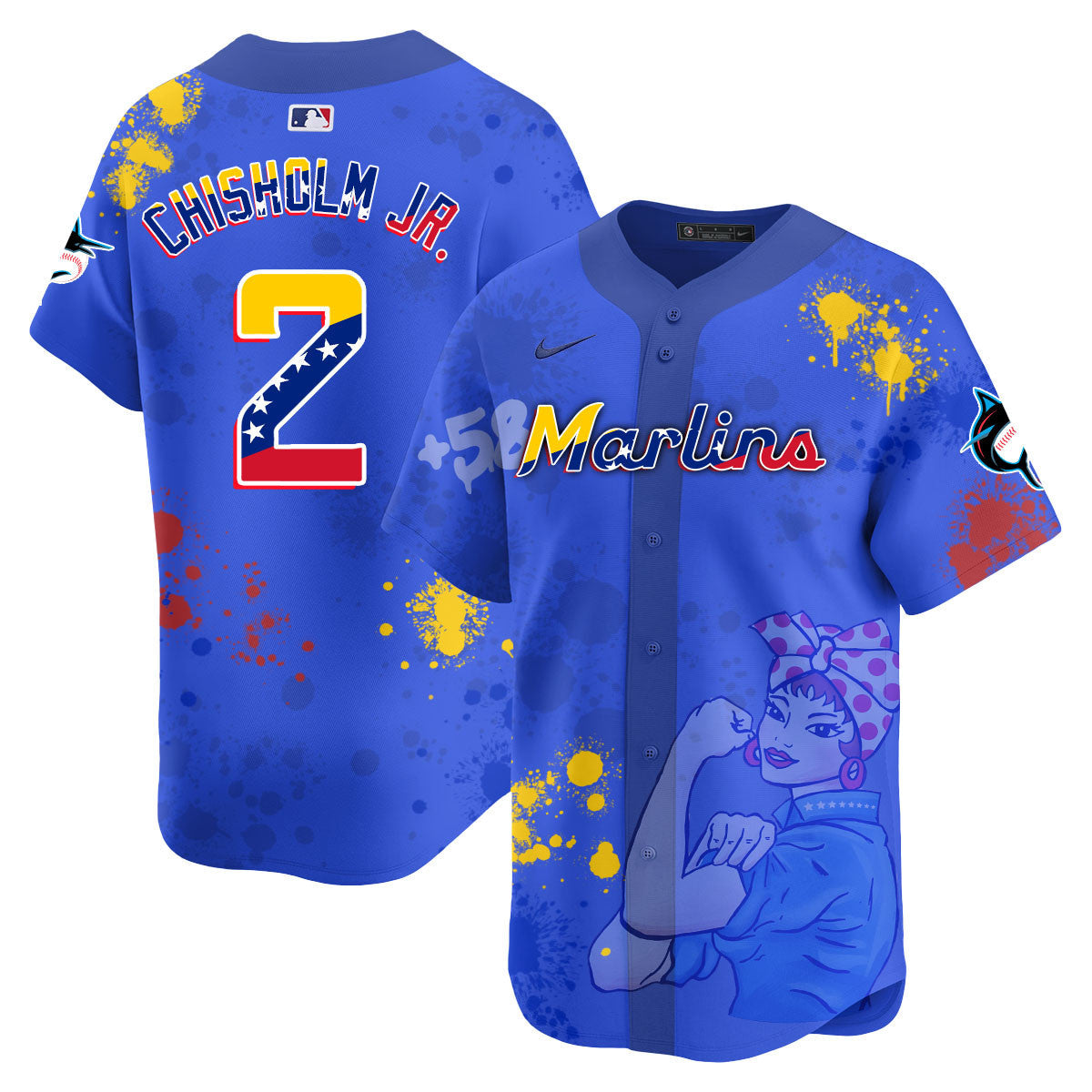 Men's Miami Marlins 2024 Venezuelan Heritage Jersey - All Stitched