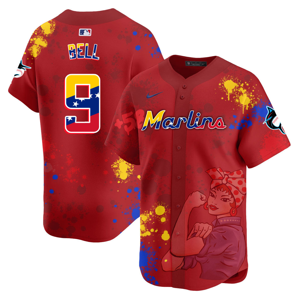 Men's Miami Marlins 2024 Venezuelan Heritage Jersey - All Stitched