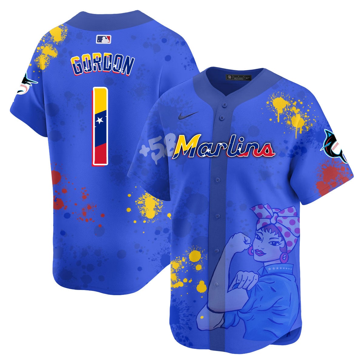 Men's Miami Marlins 2024 Venezuelan Heritage Jersey - All Stitched