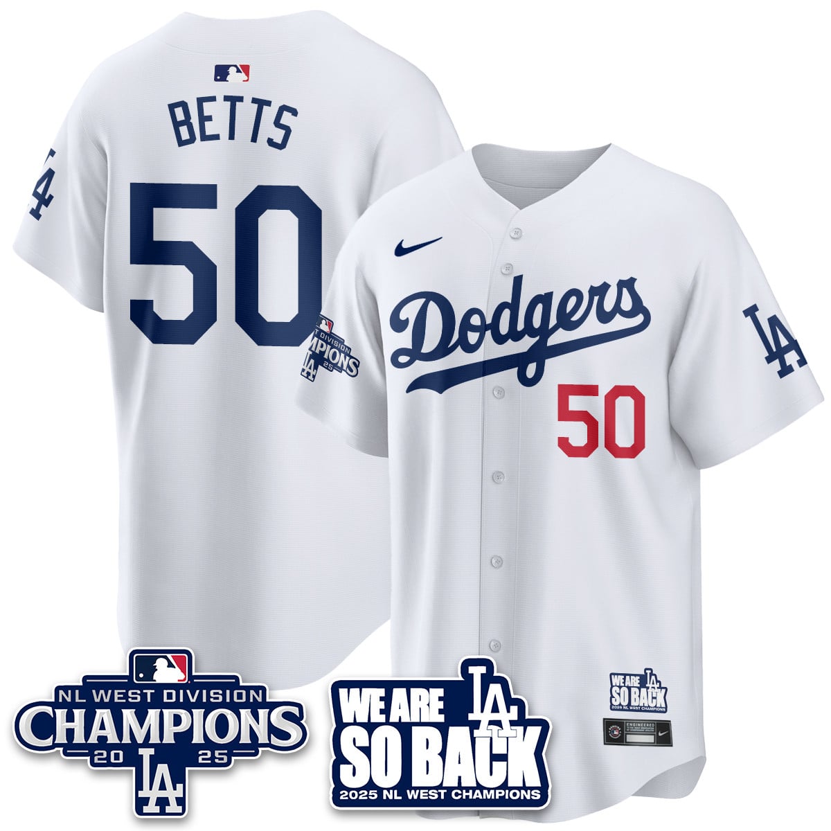 Los Angeles Dodgers 2025 NL West Division Champions Jersey - All Stitched