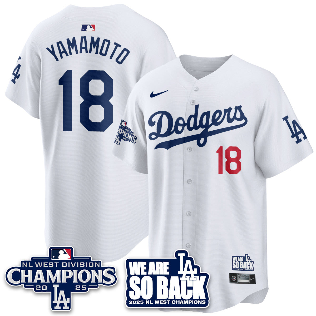 Los Angeles Dodgers 2025 NL West Division Champions Jersey - All Stitched