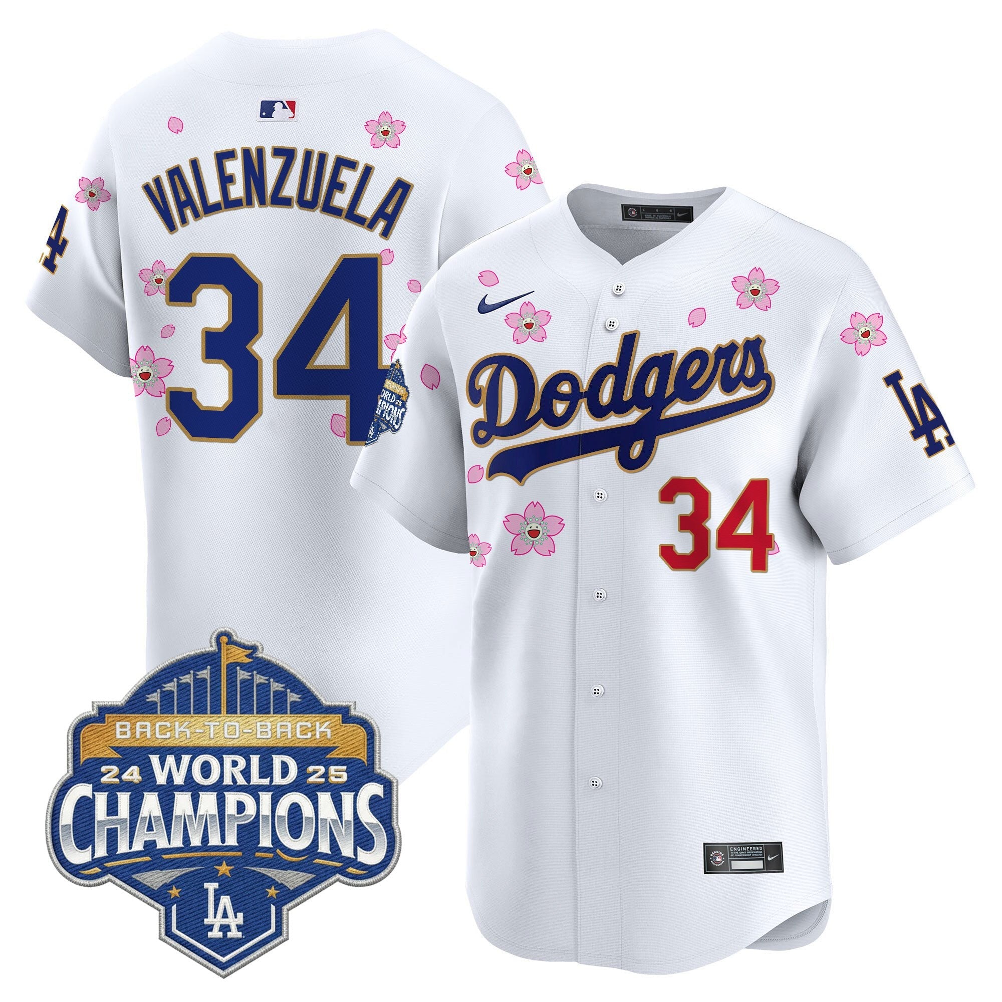 Men's Dodgers 2025 Back-To-Back Champions x Tokyo Series Gold Trim Vapor Premier Limited Jersey - Stitched