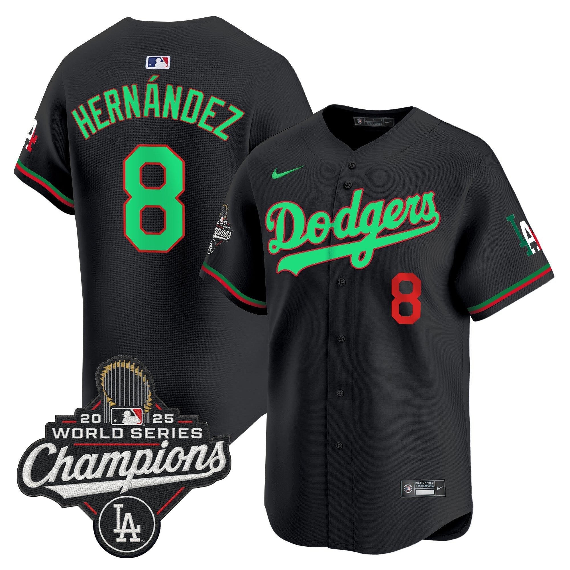 Men's Dodgers Mexico 2025 World Series Champions Vapor Premier Limited Jersey V2 - All Stitched