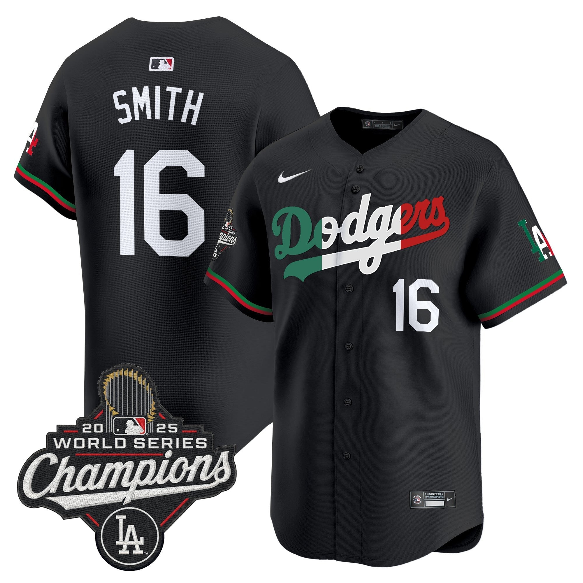 Men's Dodgers Mexico 2025 World Series Champions Vapor Premier Limited Jersey V2 - All Stitched