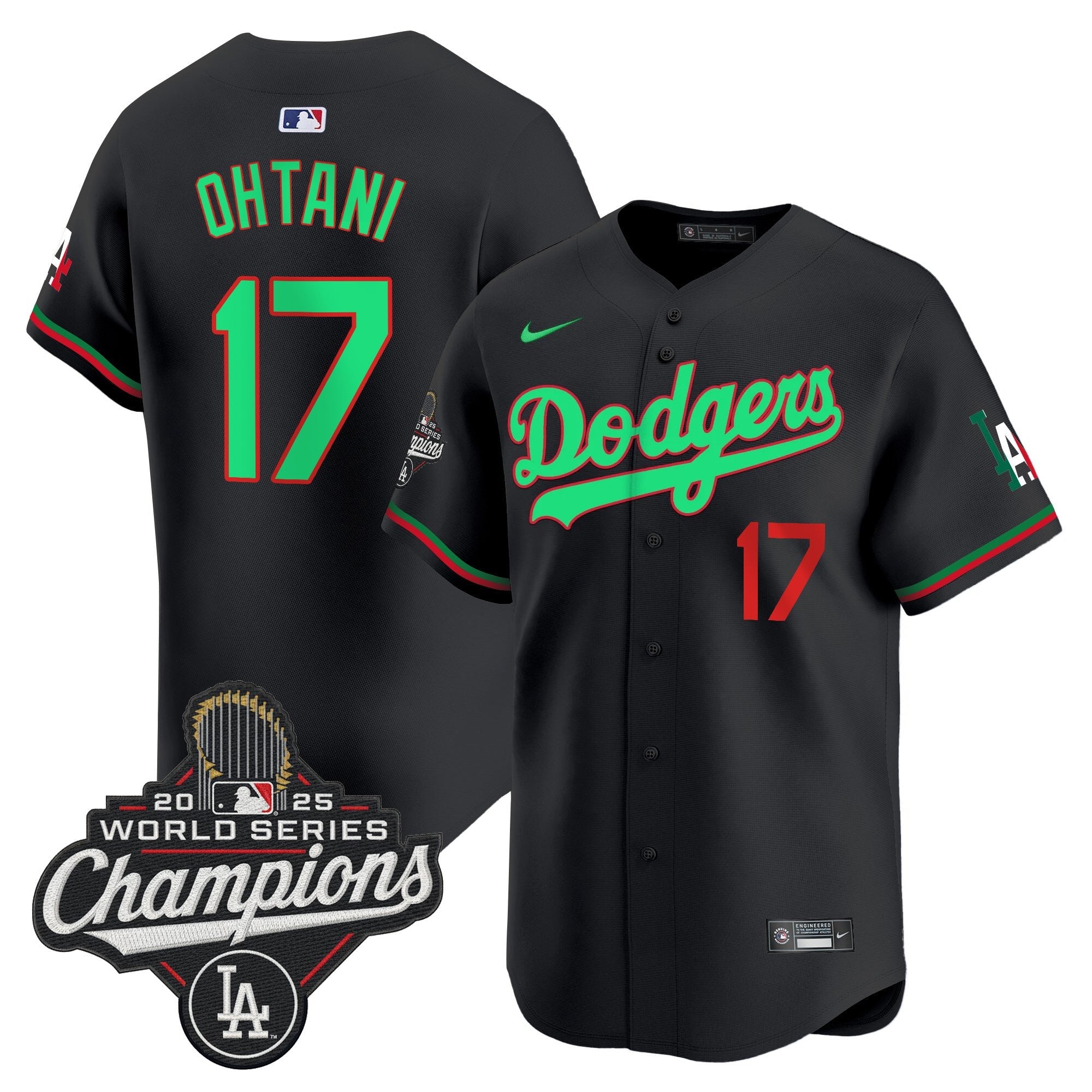 Men's Dodgers Mexico 2025 World Series Champions Vapor Premier Limited Jersey V2 - All Stitched