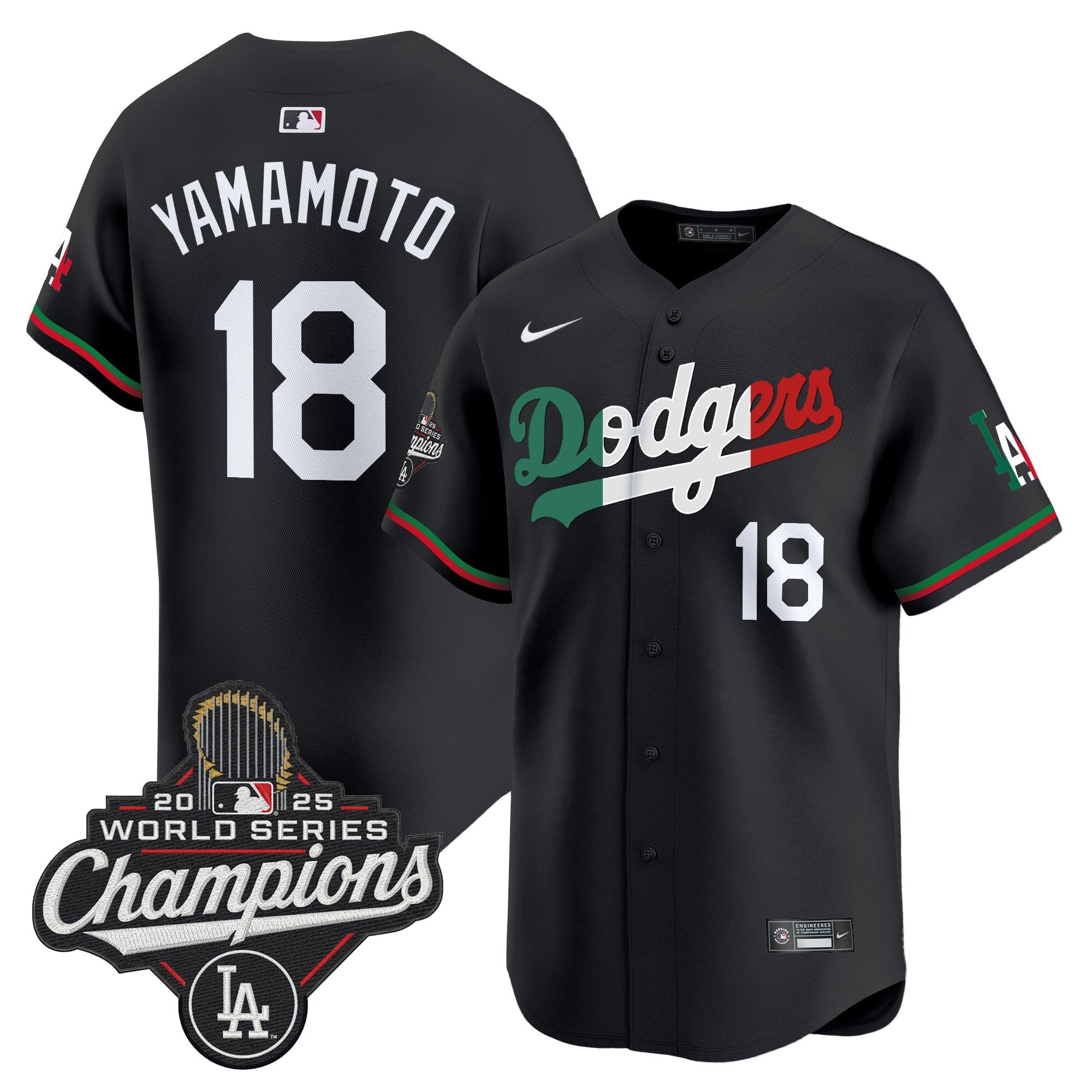 Men's Dodgers Mexico 2025 World Series Champions Vapor Premier Limited Jersey V2 - All Stitched