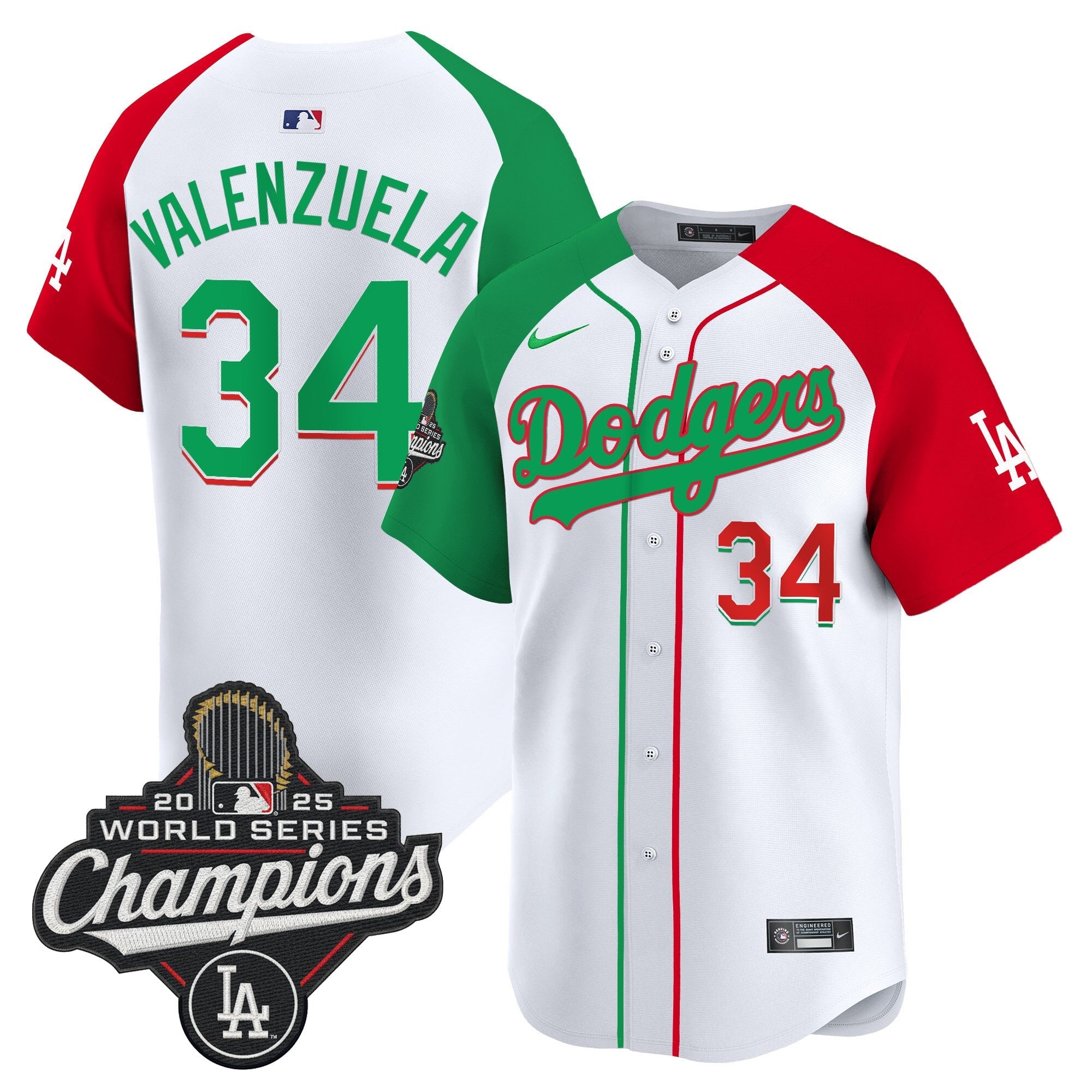 Men's Dodgers Mexico 2025 World Series Champions Vapor Premier Limited Jersey V2 - All Stitched