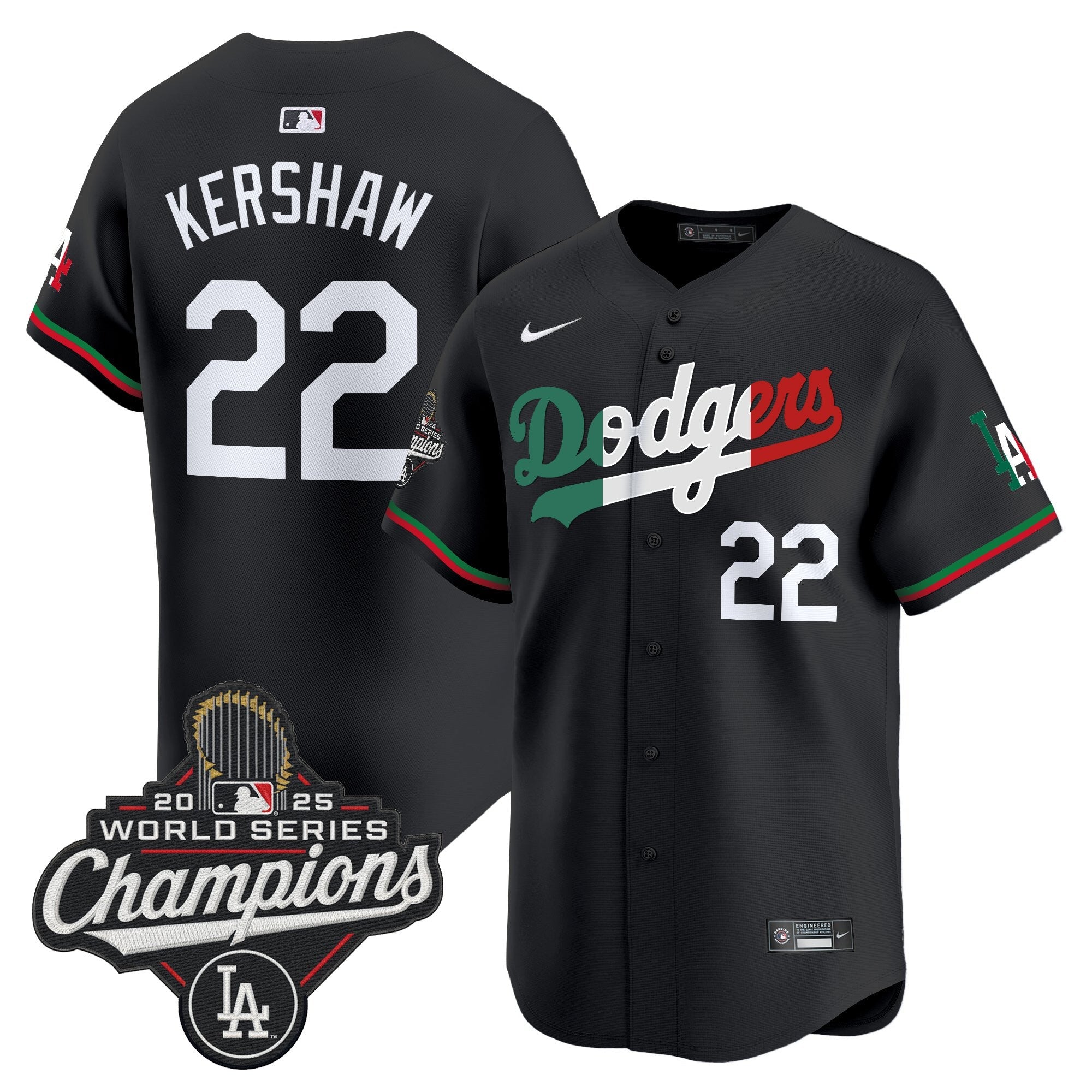 Men's Dodgers Mexico 2025 World Series Champions Vapor Premier Limited Jersey V2 - All Stitched