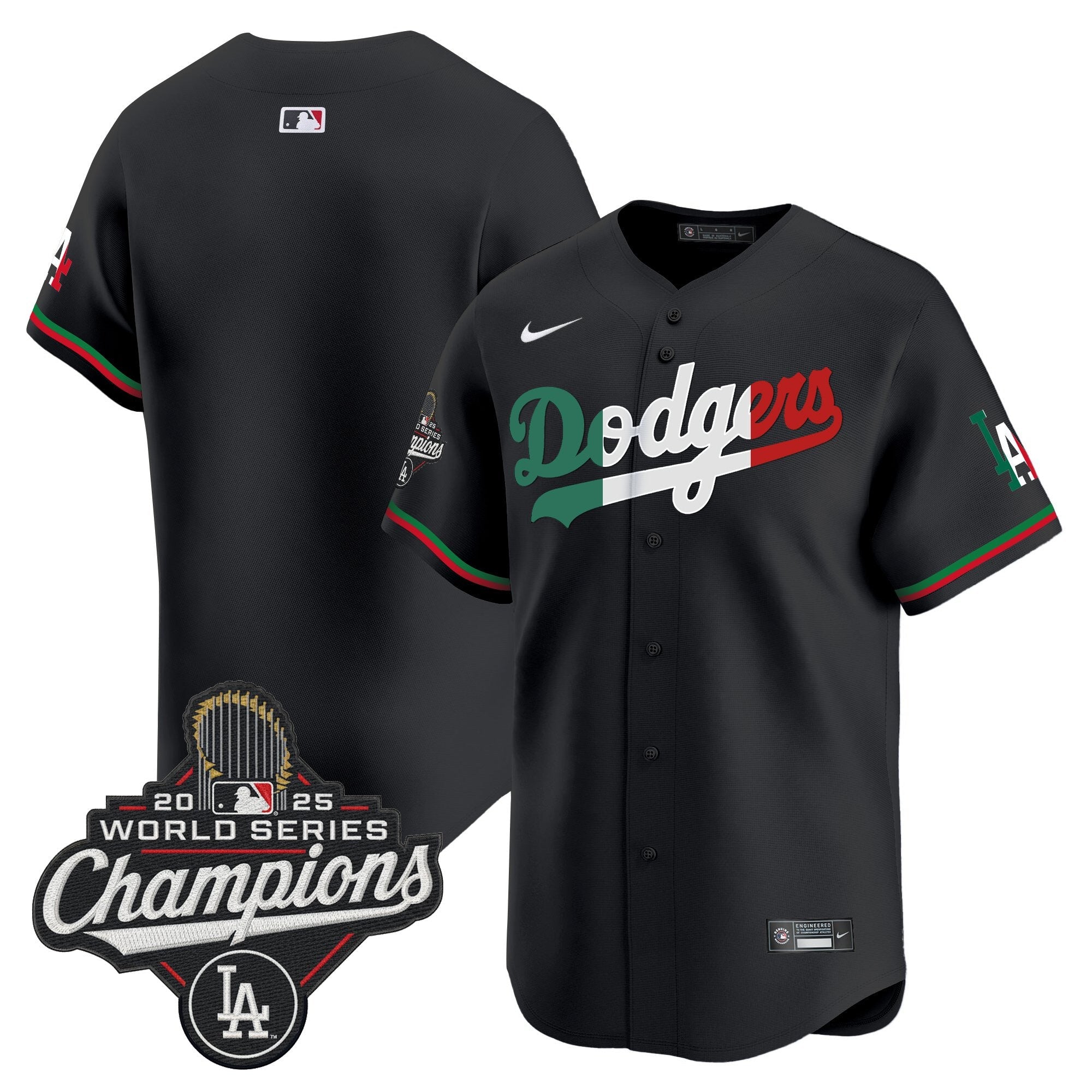 Men's Dodgers Mexico 2025 World Series Champions Vapor Premier Limited Jersey V2 - All Stitched
