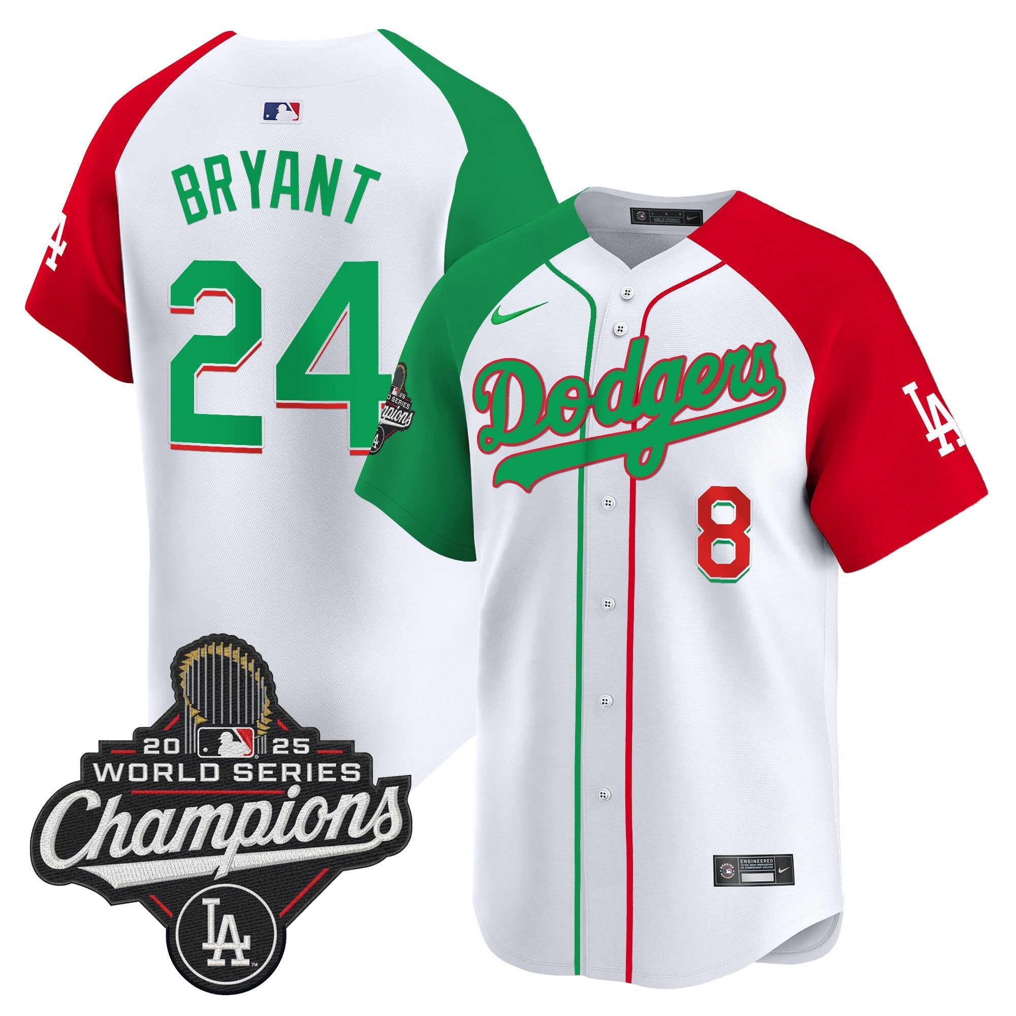 Men's Dodgers Mexico 2025 World Series Champions Vapor Premier Limited Jersey V2 - All Stitched