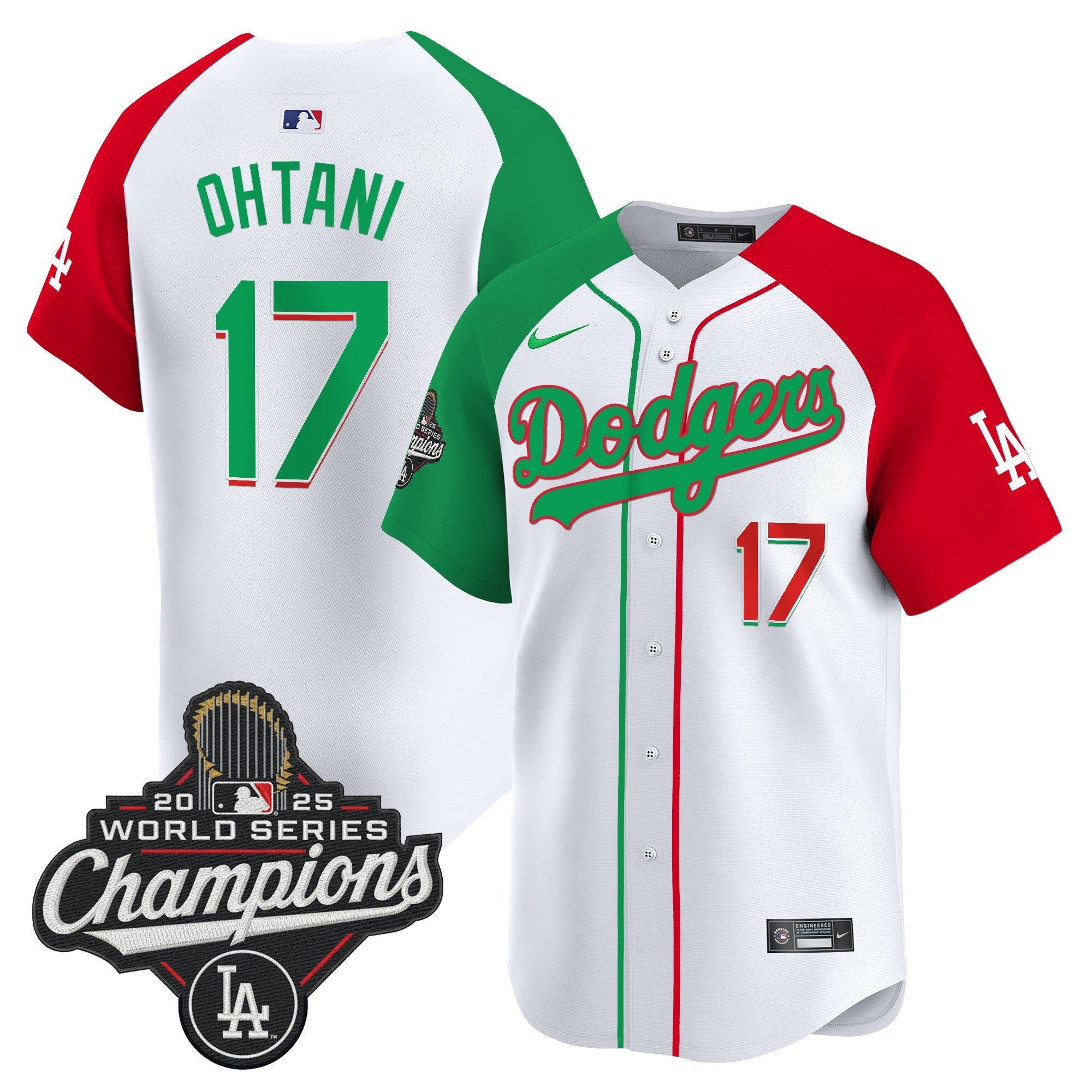 Men's Dodgers Mexico 2025 World Series Champions Vapor Premier Limited Jersey V2 - All Stitched