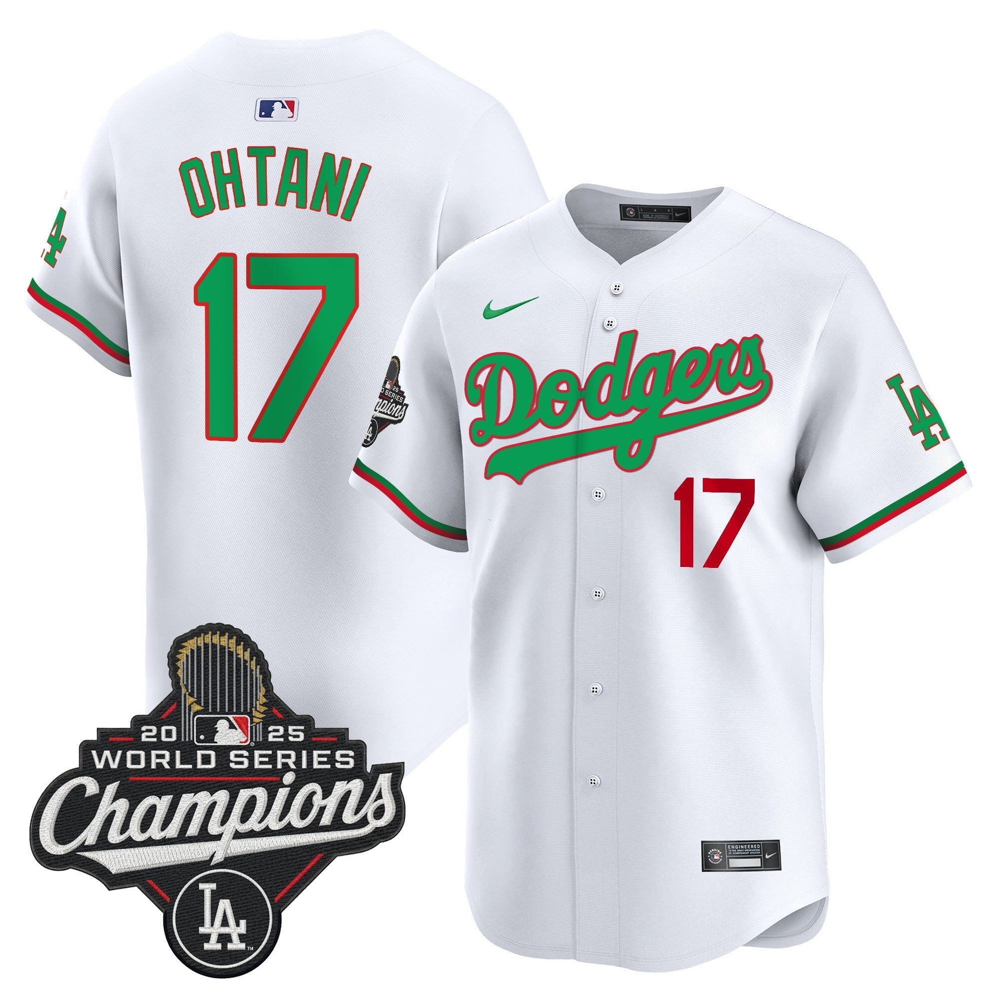 Men's Dodgers Mexico 2025 World Series Champions Vapor Premier Limited Jersey V2 - All Stitched