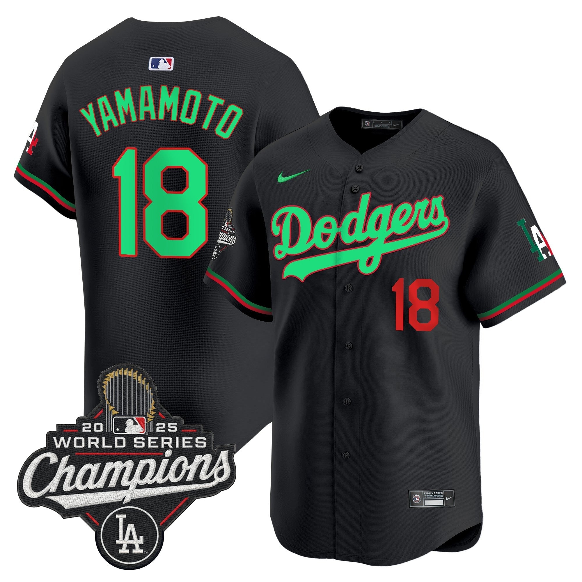 Men's Dodgers Mexico 2025 World Series Champions Vapor Premier Limited Jersey V2 - All Stitched