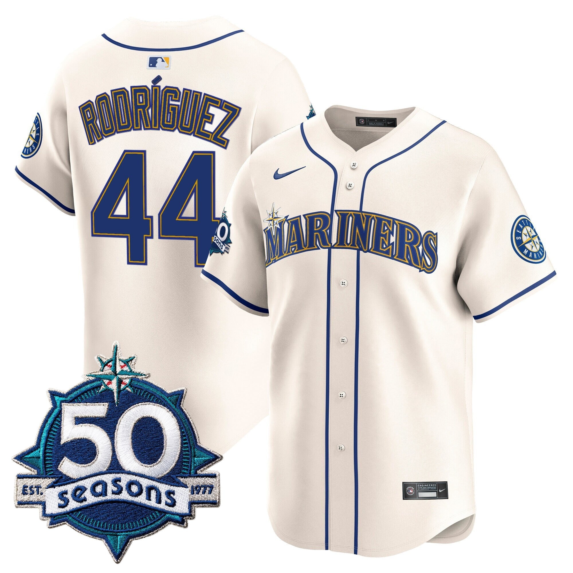 Men's Seattle Mariners 50 Seasons Patch Vapor Premier Limited Jersey - All Stitched