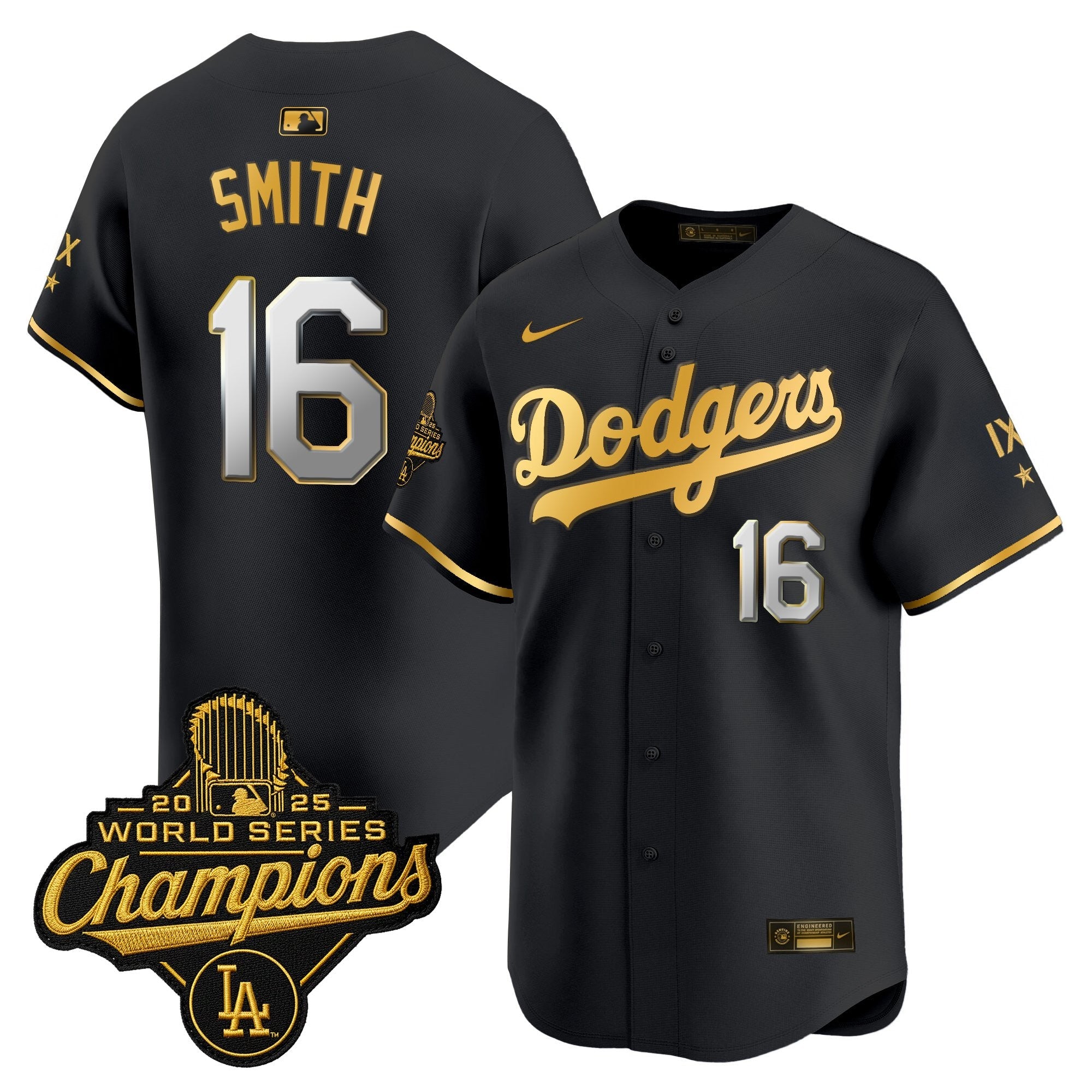 Men's Los Angeles Dodgers 9-Time Champions Gold Trim Vapor Premier Limited Jersey - All Stitched