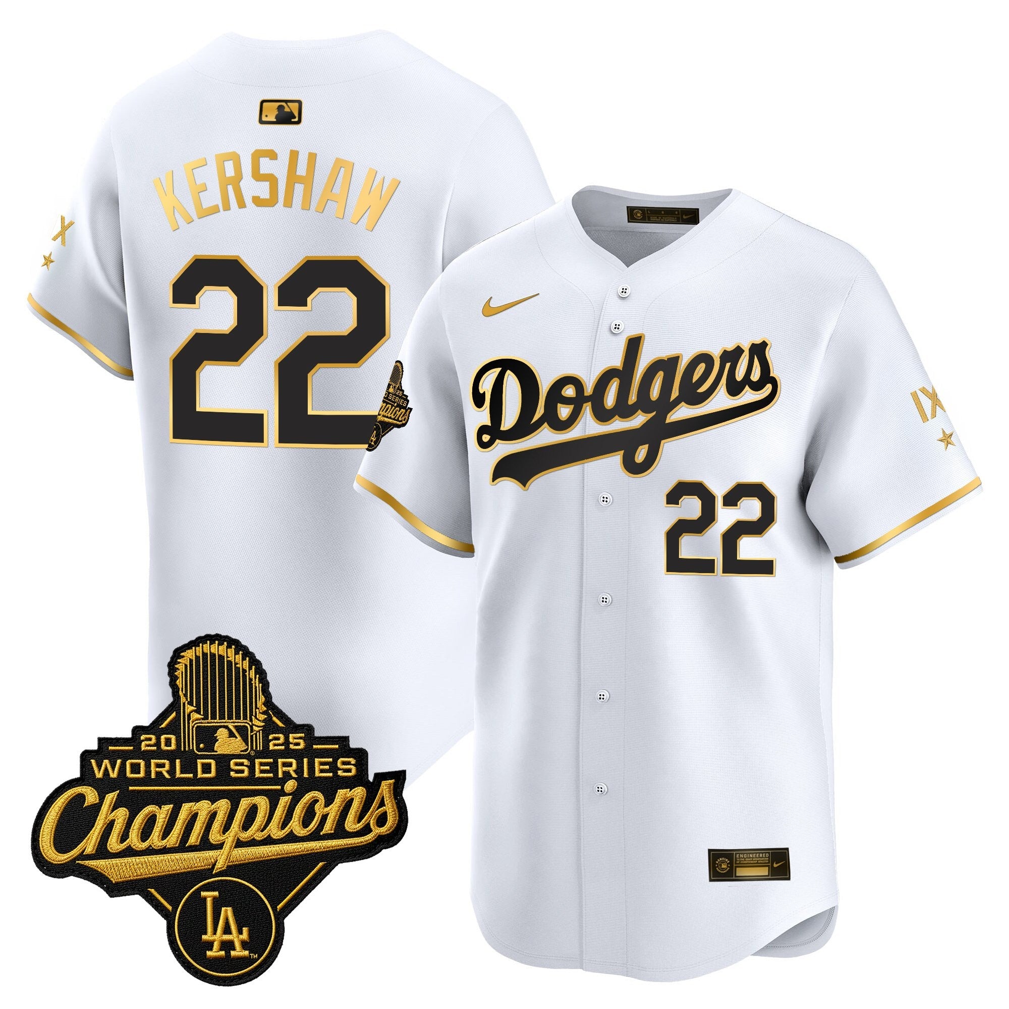 Men's Los Angeles Dodgers 9-Time Champions Gold Trim Vapor Premier Limited Jersey - All Stitched