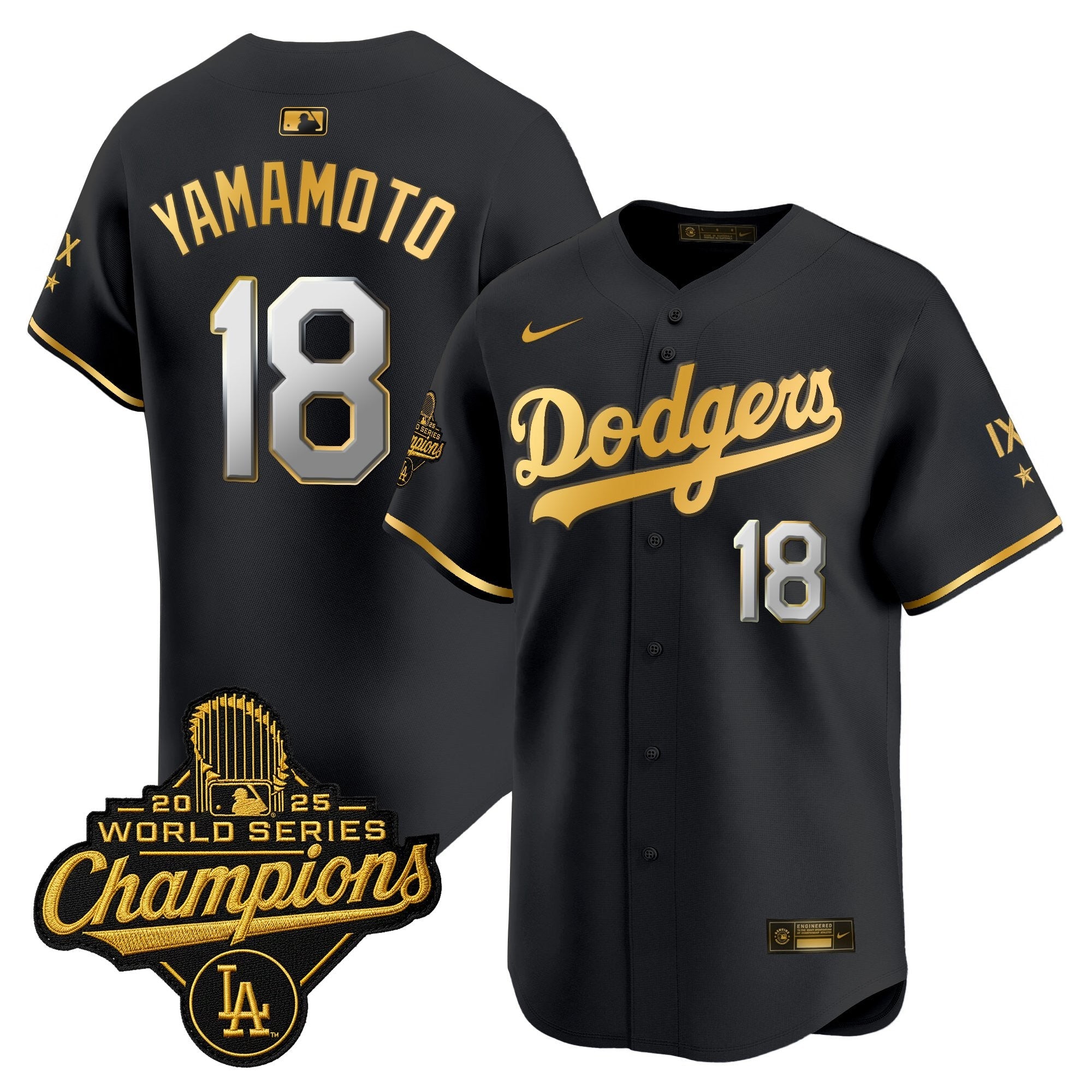 Men's Los Angeles Dodgers 9-Time Champions Gold Trim Vapor Premier Limited Jersey - All Stitched
