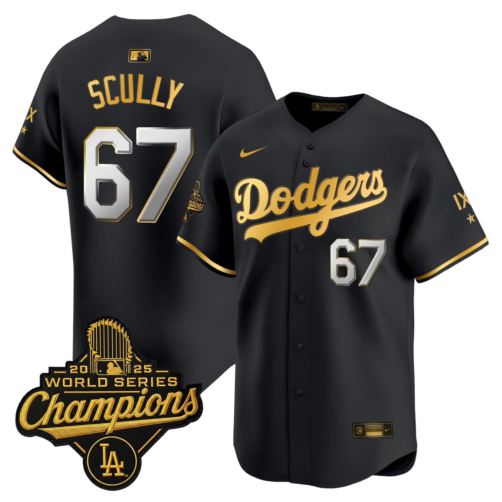 Men's Los Angeles Dodgers 9-Time Champions Gold Trim Vapor Premier Limited Jersey - All Stitched