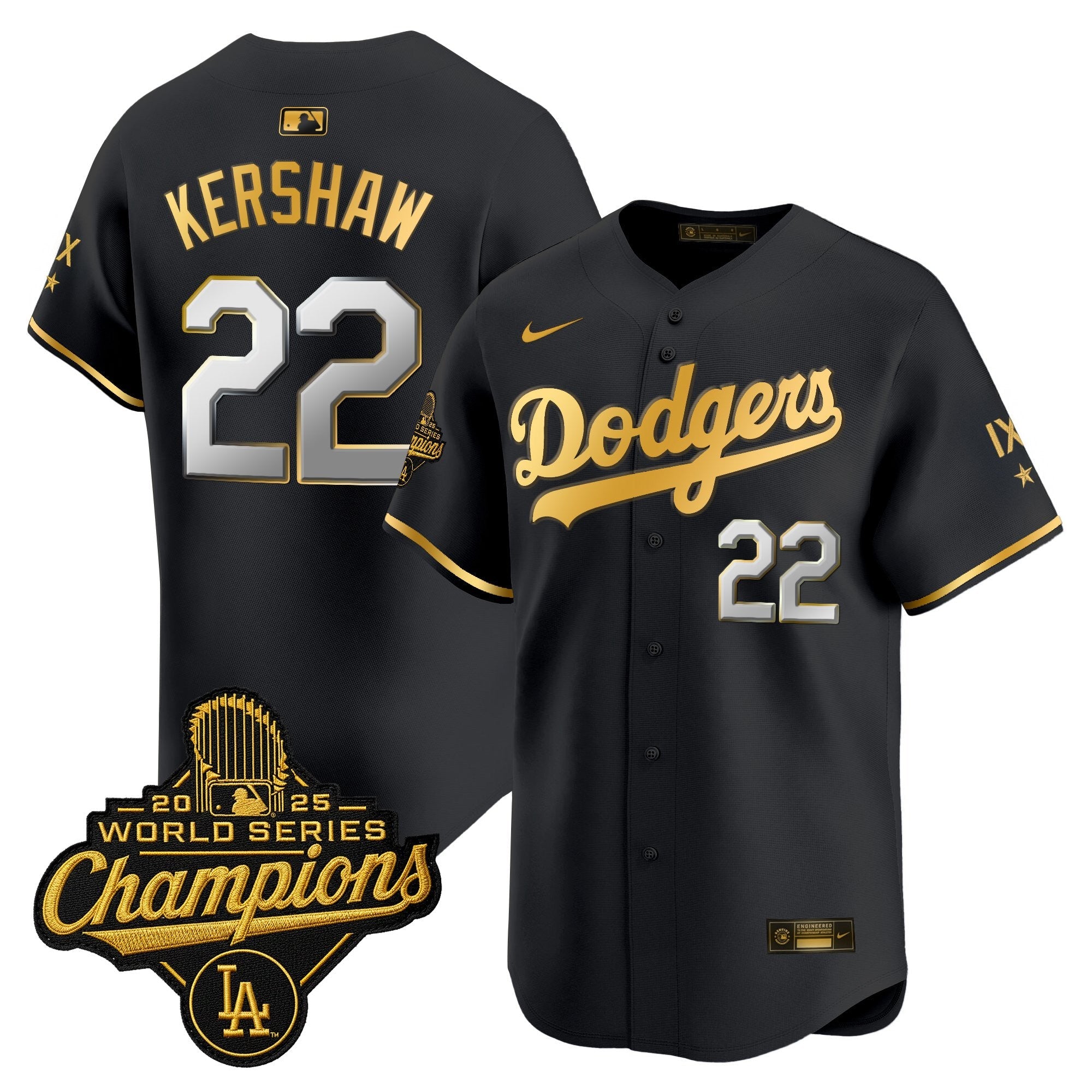 Men's Los Angeles Dodgers 9-Time Champions Gold Trim Vapor Premier Limited Jersey - All Stitched