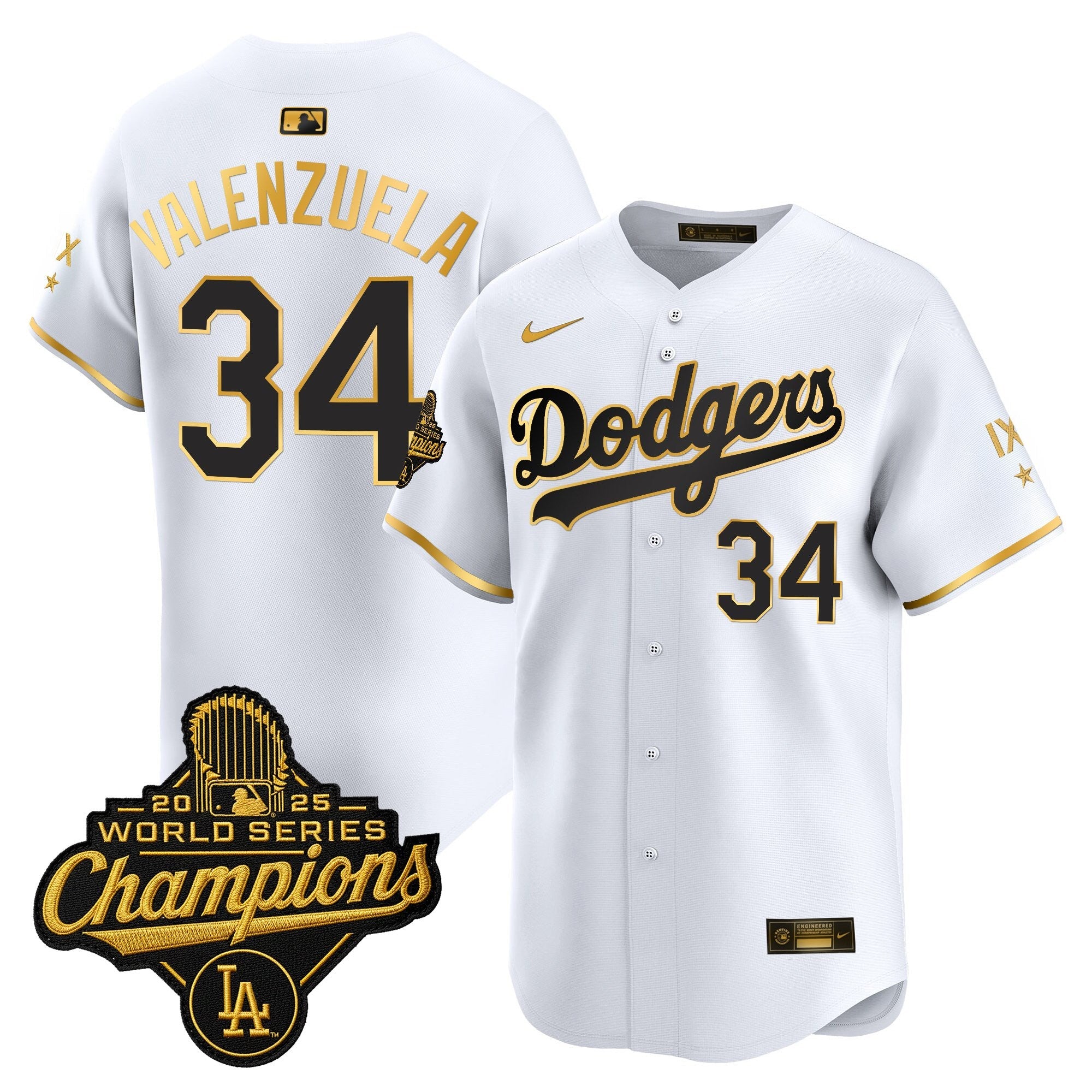 Men's Los Angeles Dodgers 9-Time Champions Gold Trim Vapor Premier Limited Jersey - All Stitched