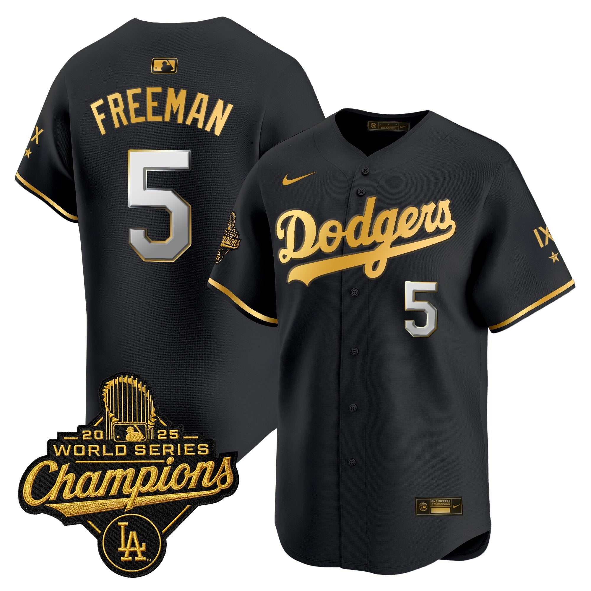 Men's Los Angeles Dodgers 9-Time Champions Gold Trim Vapor Premier Limited Jersey - All Stitched