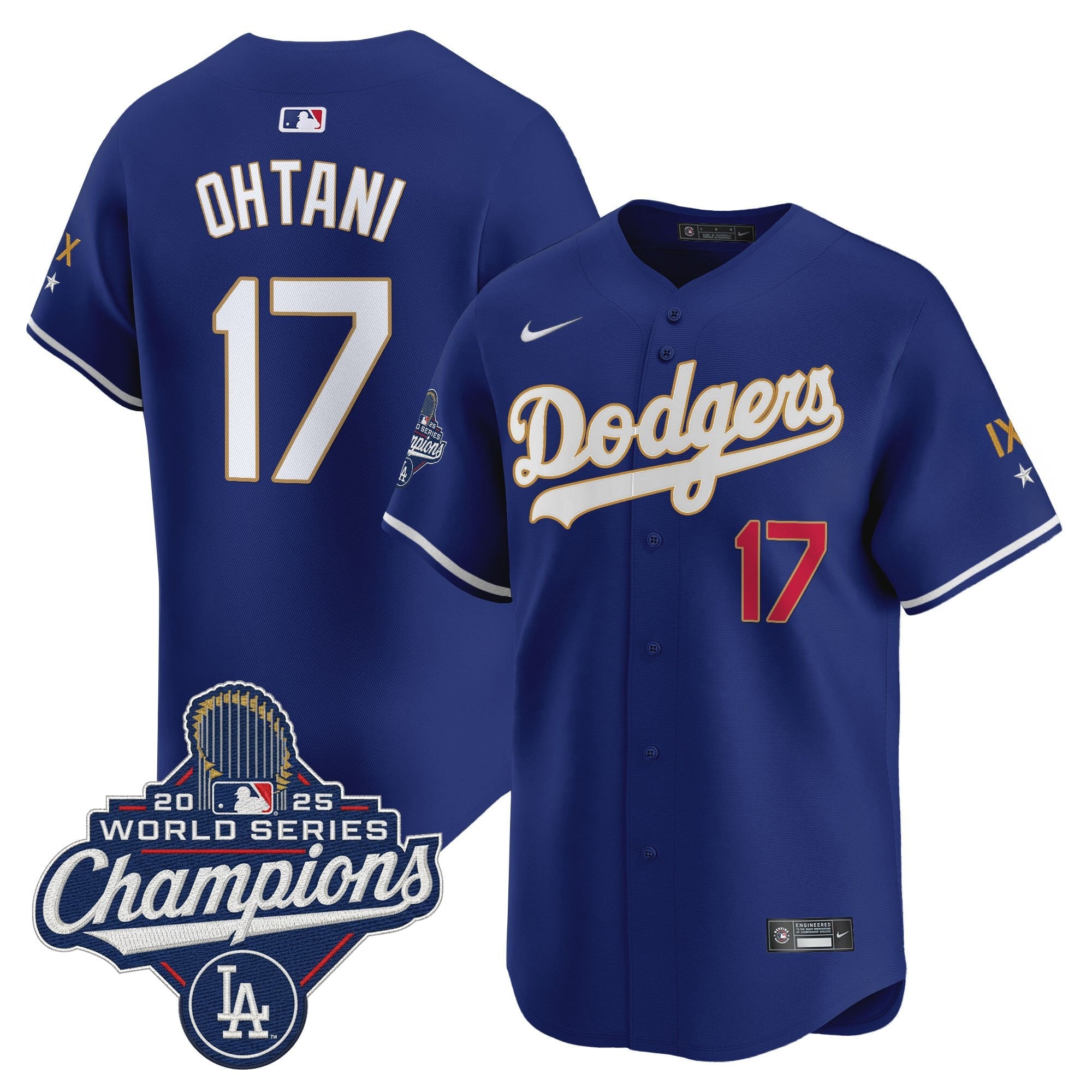 Men's Los Angeles Dodgers 9-Time Champions Gold Trim Vapor Premier Limited Jersey - All Stitched