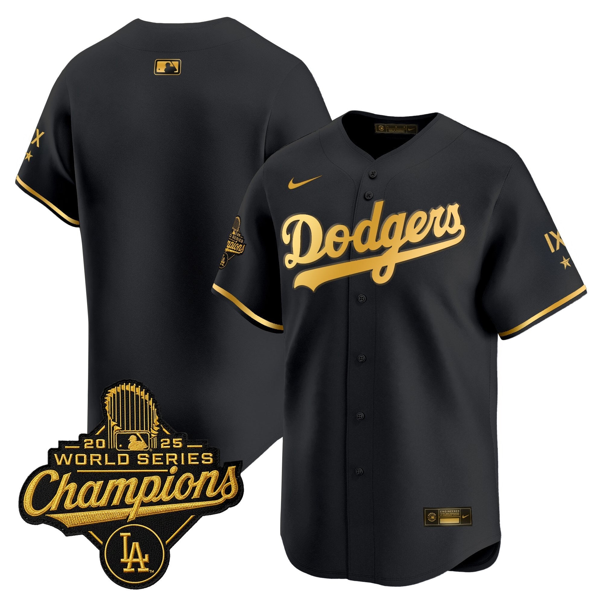 Men's Los Angeles Dodgers 9-Time Champions Gold Trim Vapor Premier Limited Jersey - All Stitched