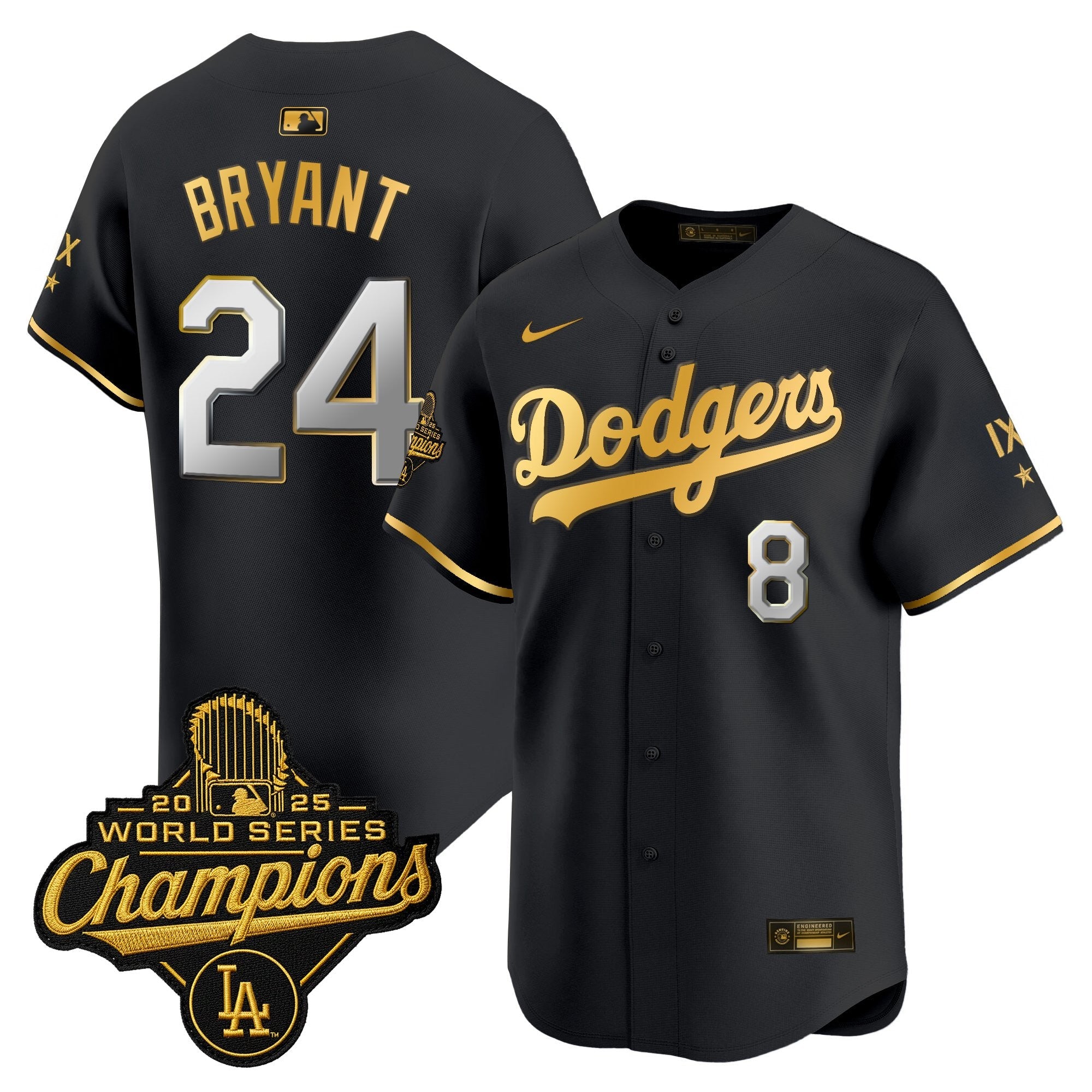 Men's Los Angeles Dodgers 9-Time Champions Gold Trim Vapor Premier Limited Jersey - All Stitched