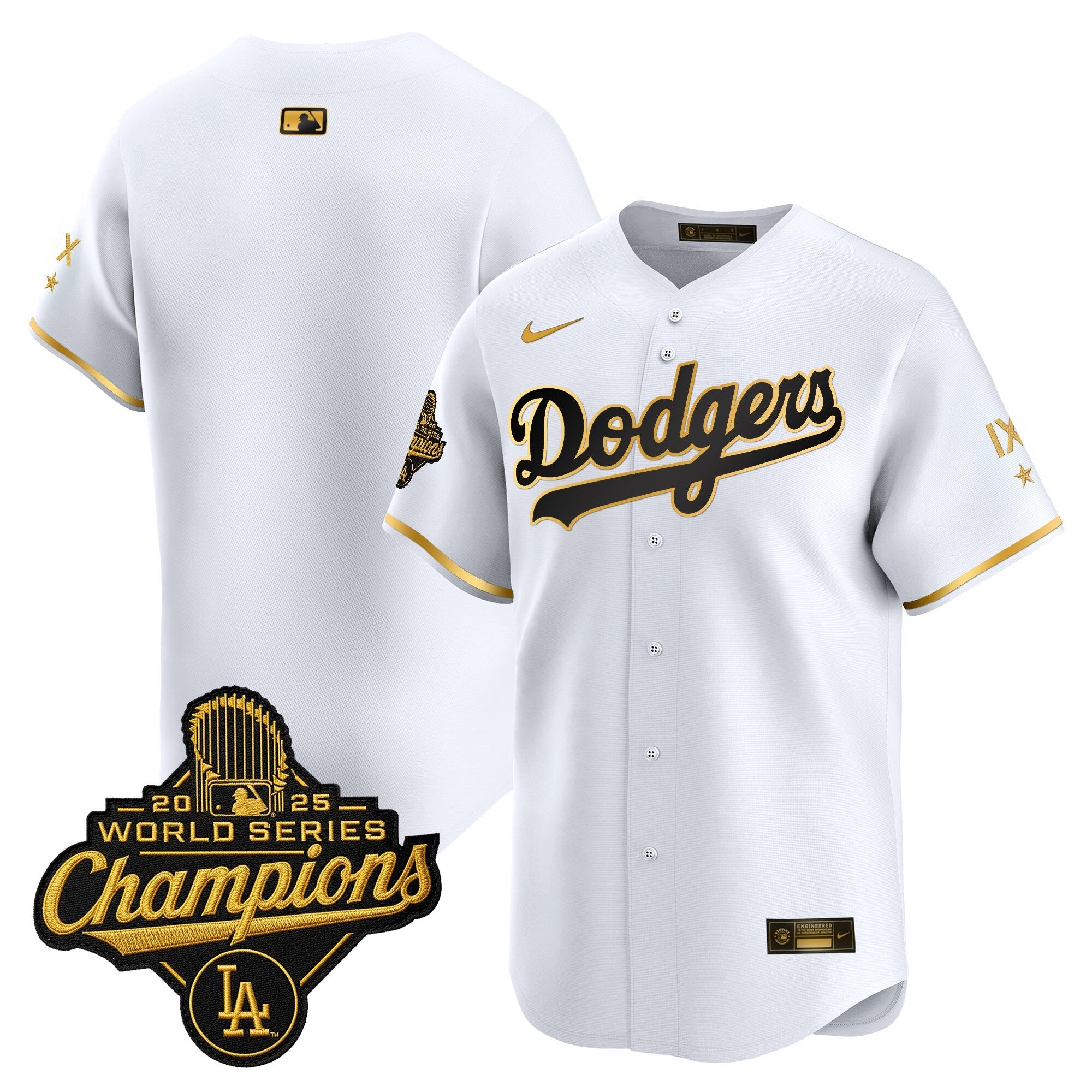 Men's Los Angeles Dodgers 9-Time Champions Gold Trim Vapor Premier Limited Jersey - All Stitched