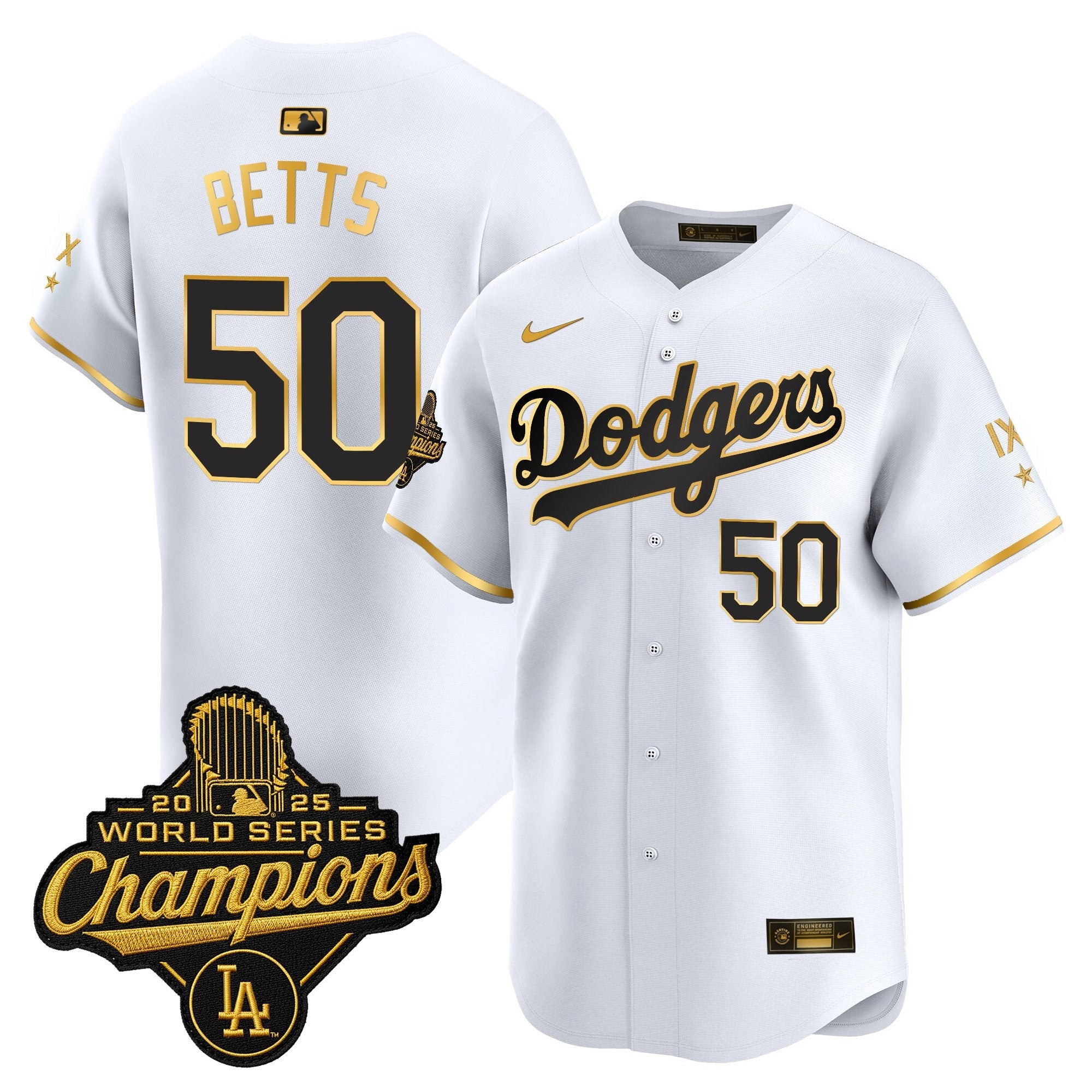 Men's Los Angeles Dodgers 9-Time Champions Gold Trim Vapor Premier Limited Jersey - All Stitched