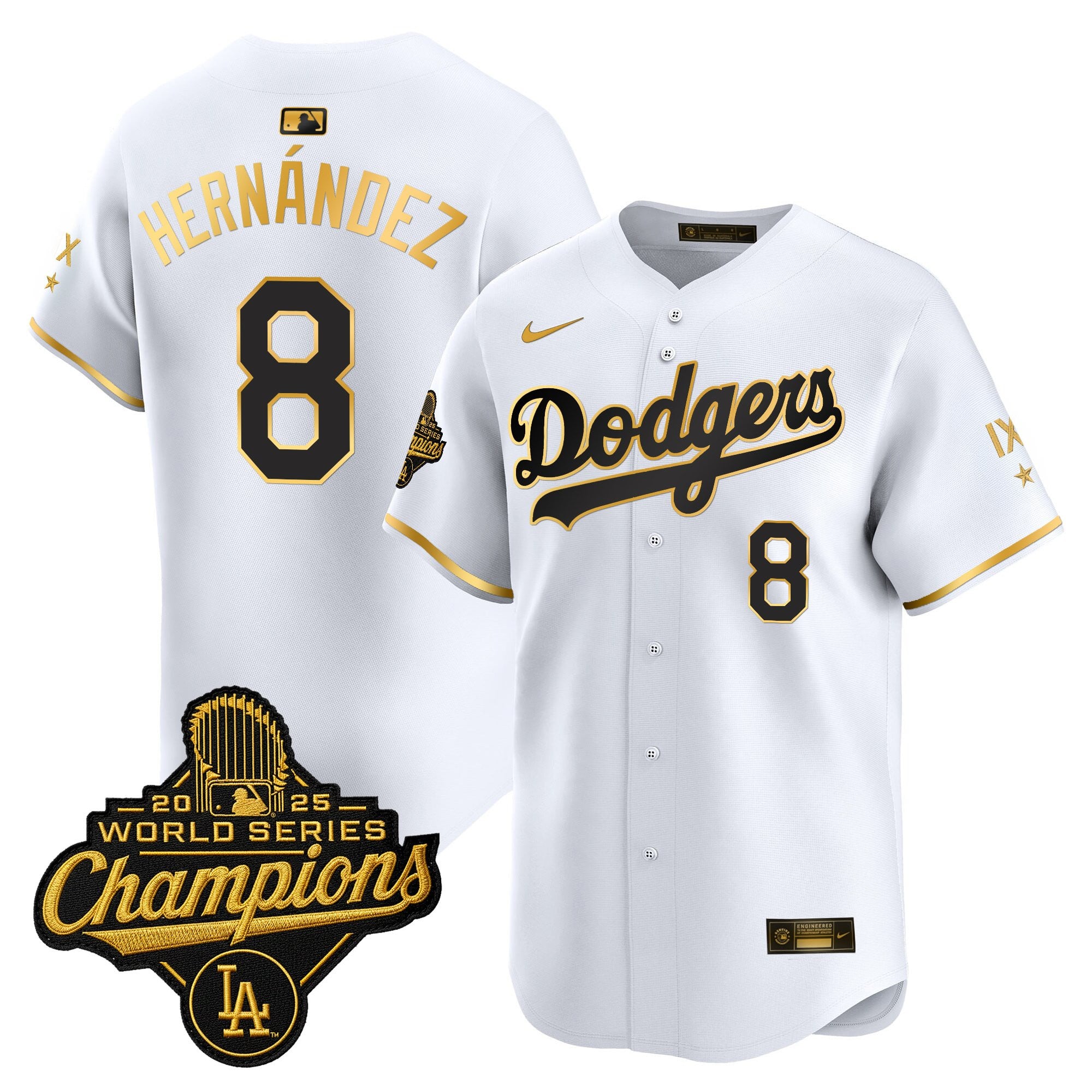 Men's Los Angeles Dodgers 9-Time Champions Gold Trim Vapor Premier Limited Jersey - All Stitched