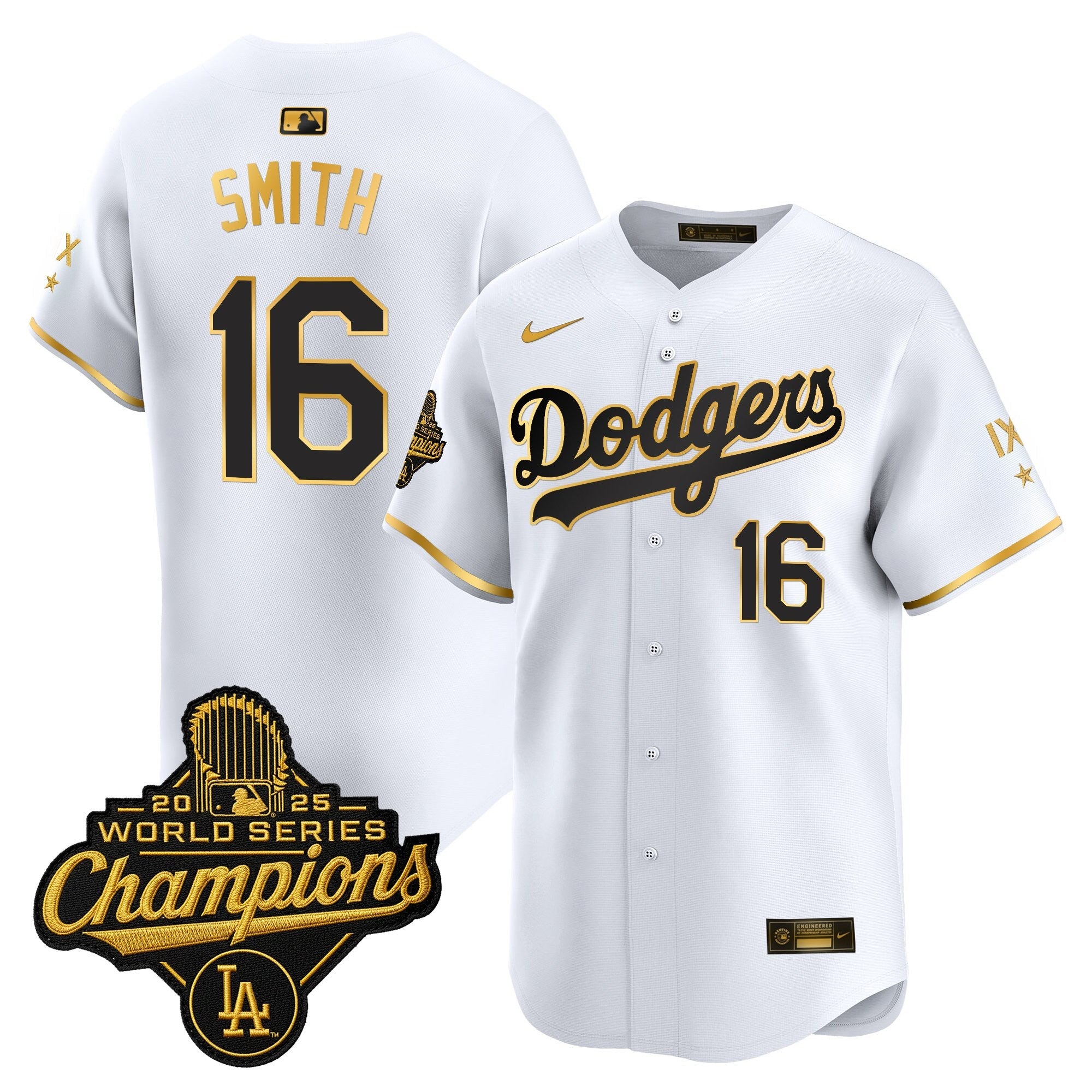 Men's Los Angeles Dodgers 9-Time Champions Gold Trim Vapor Premier Limited Jersey - All Stitched